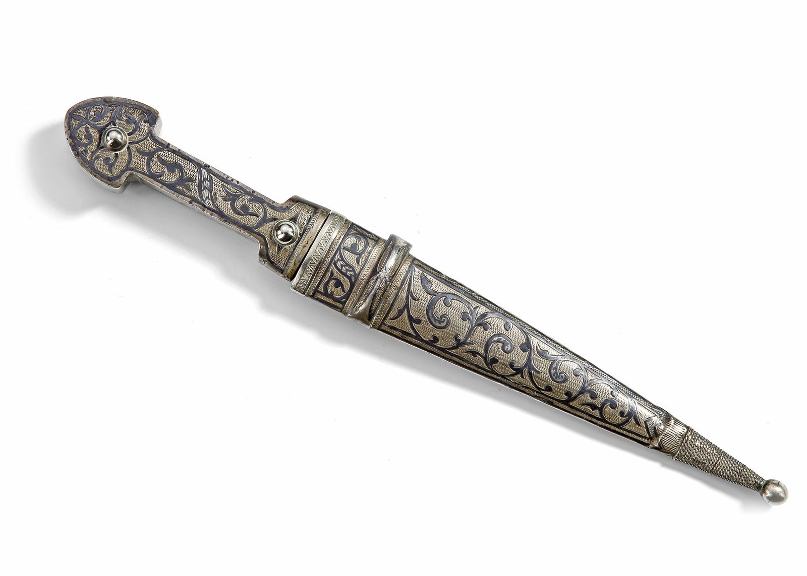 AN OTTOMAN SILVER AND NIELLO DAGGER, 19TH CENTURY (1 of 2)