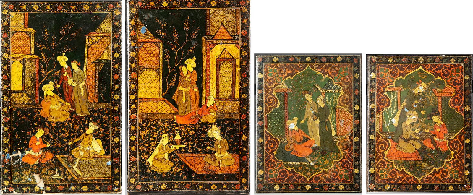 TWO PERSIAN BOOK COVERS AND ONE ALBUM COVER, 19TH CENTURY (1 of 5)