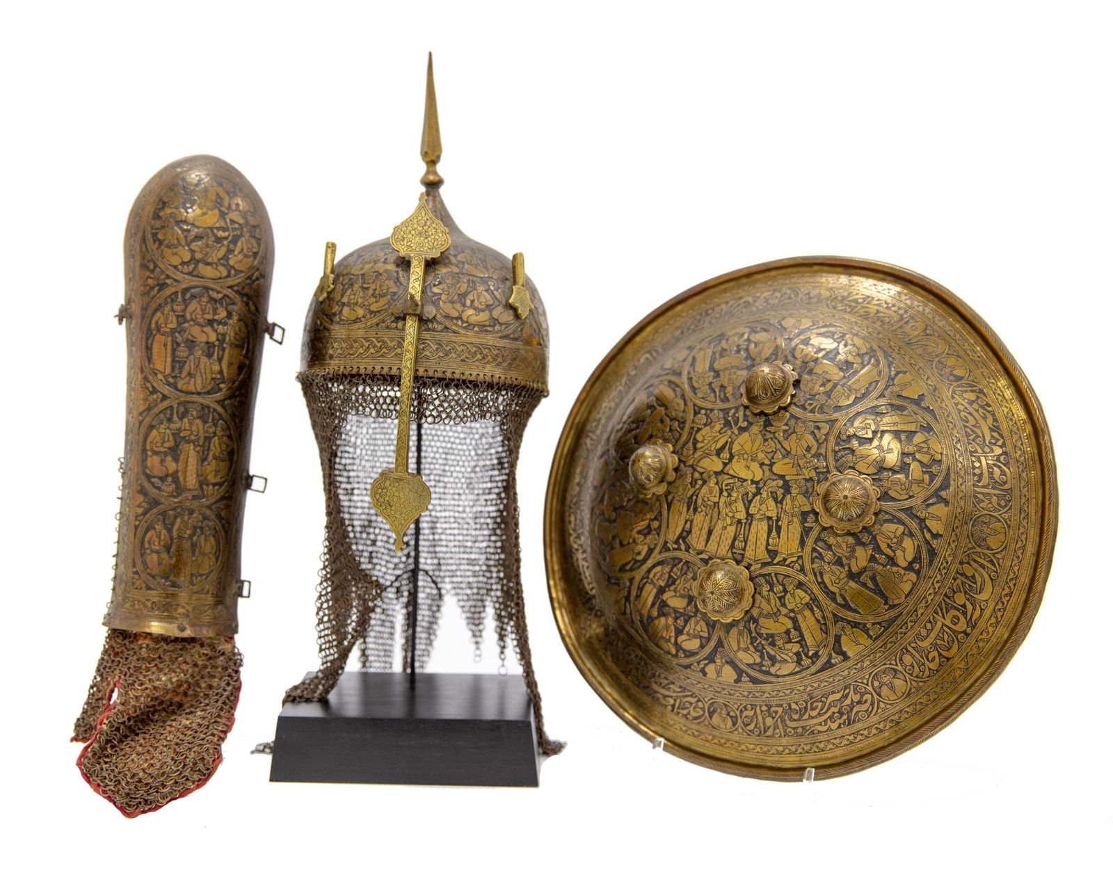 PERSIAN QAJAR-ZAND ERA ARMOUR SET (HELMET, SHIELD & ARMGUARD) (1 of 5)
