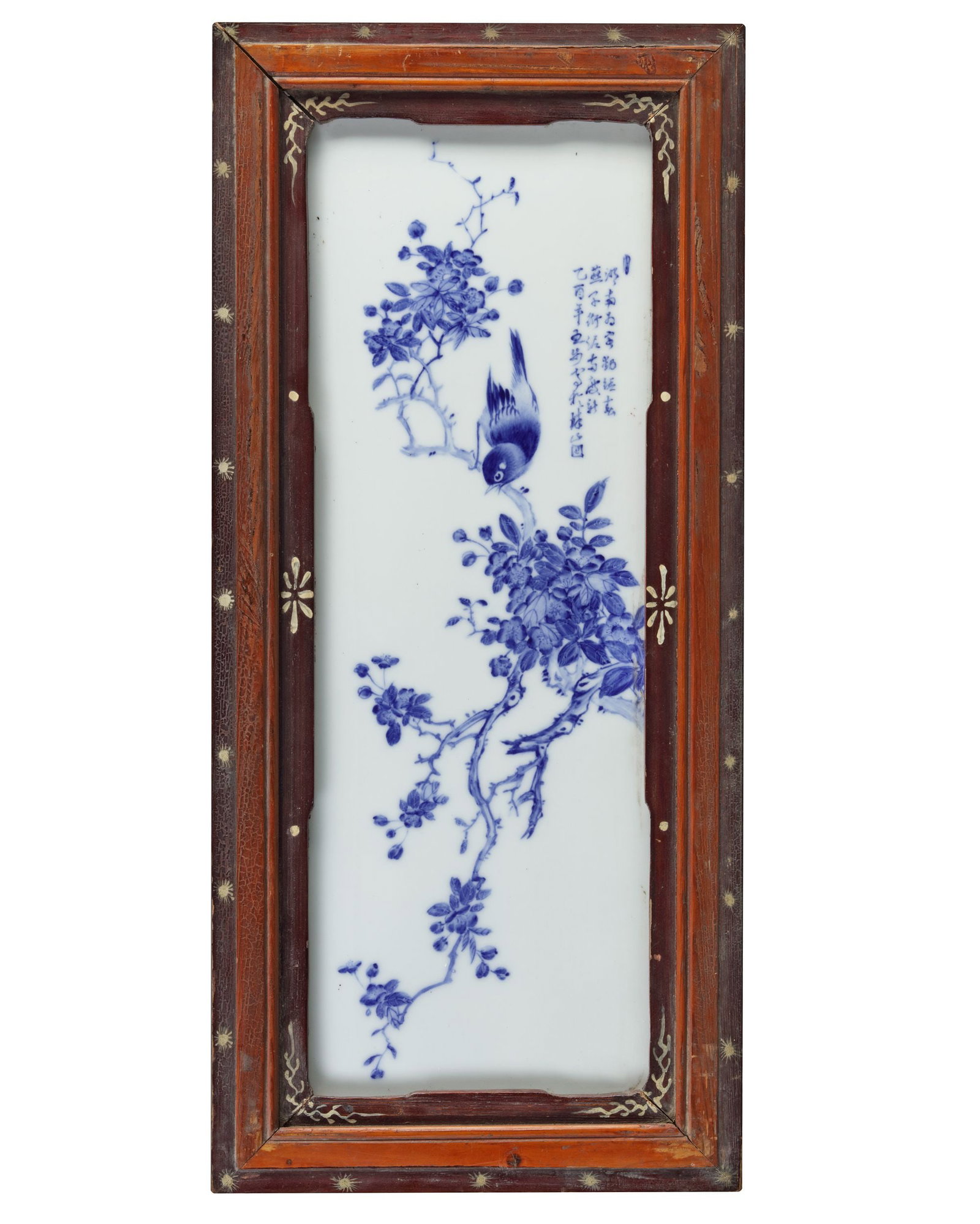 A CHINESE BLUE AND WHITE 'BIRD' PLAQUE, 20TH CENTURY (1 of 2)