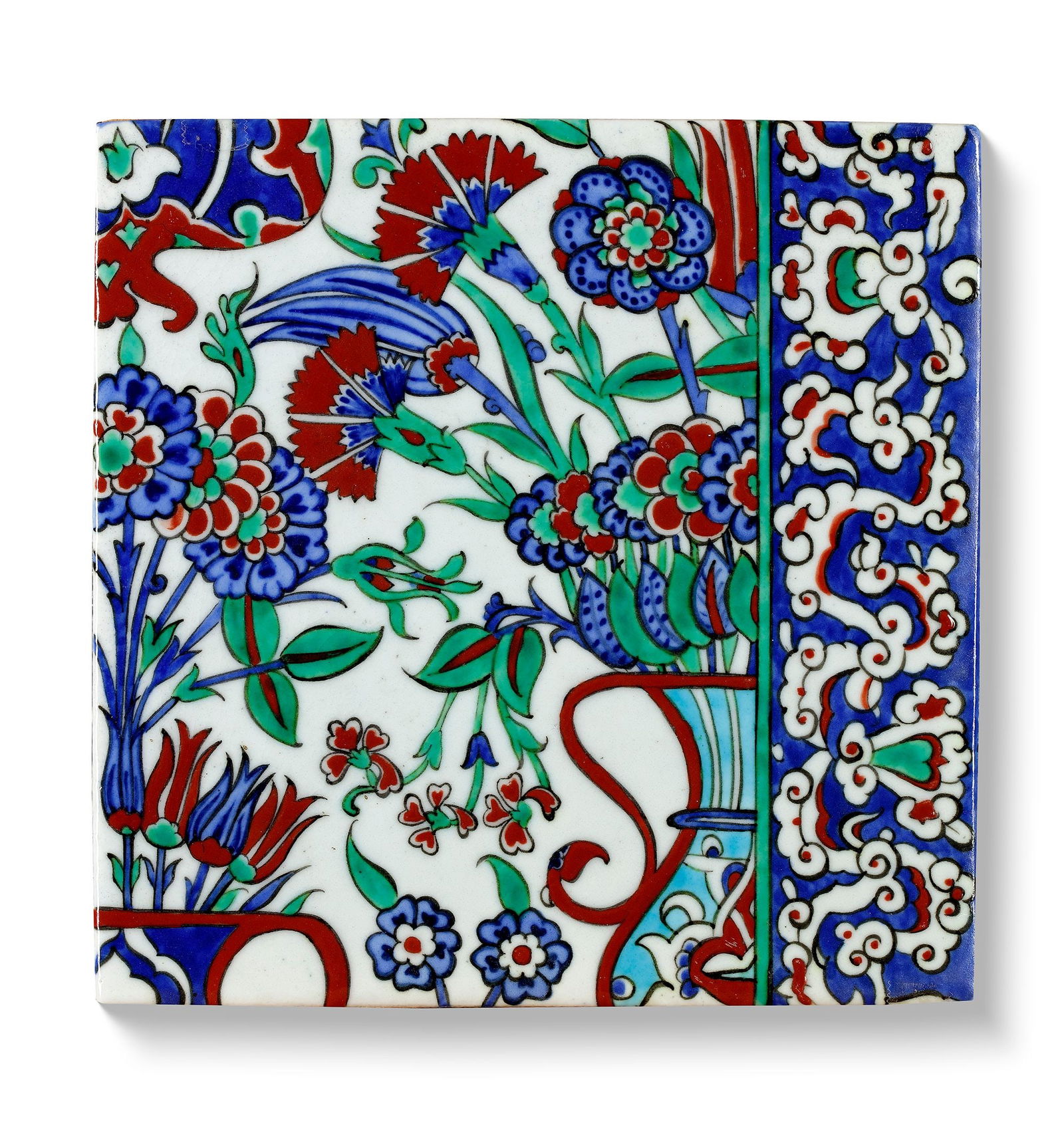 AN IZNIK-STYLE POTTERY TILE, TURKEY 20TH CENTURY (1 of 2)