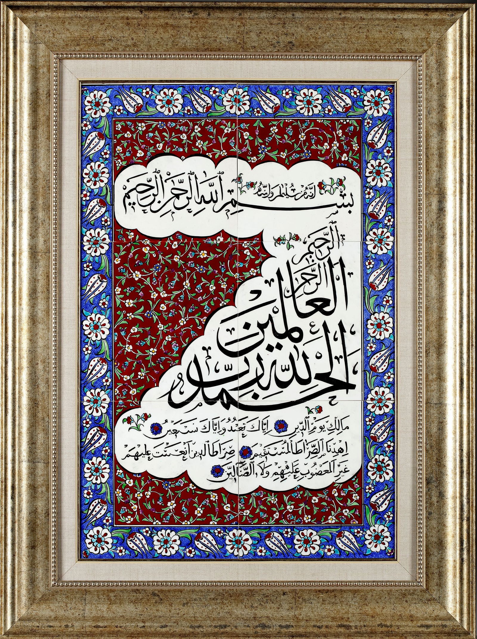 AN IZNIK-STYLE POTTERY TILE PANEL, 20TH CENTURY (1 of 1)