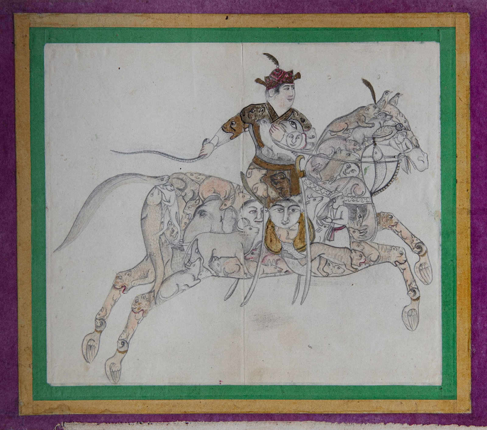 A MUGHAL COMPOSITE RIDER AND HORSE, INDIA, 19TH CENTURY: 33 by 21 cm.