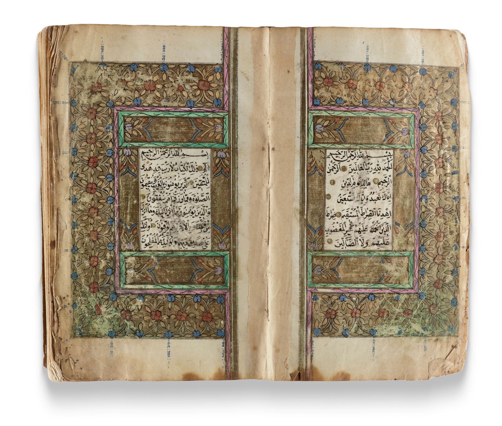 AN OTTOMAN ILLUMINATED QURAN, WRITTEN BY ABU BAKR AL-RUSDI, TURKEY AND DATED 1260 AH/1844 AD (1 of 4)