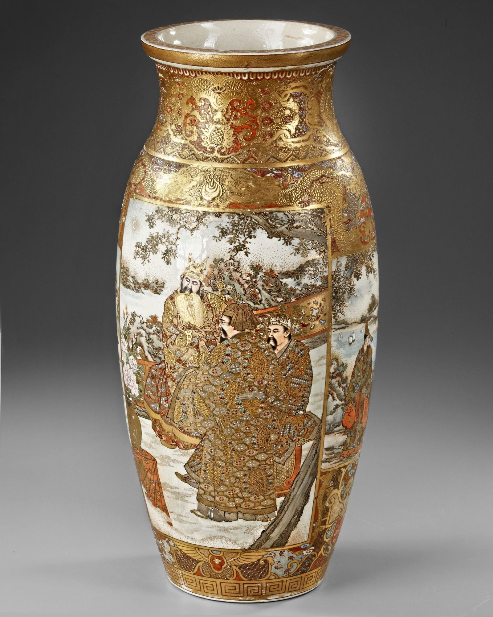 A JAPANESE SATSUMA VASE, MEIJI PERIOD (1868-1912) (1 of 3)