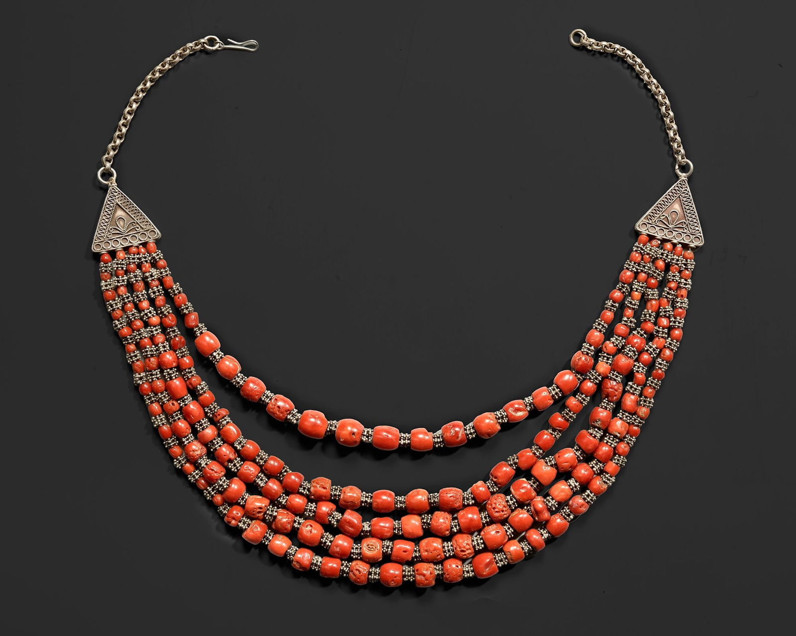 SILVER AND CORAL NECKLACE,YEMENI (1 of 1)