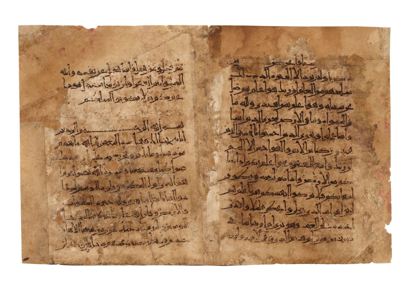 TWO QURAN PAGES, PERSIA OR CENTRAL ASIA, 11TH-13TH CENTURY (1 of 2)