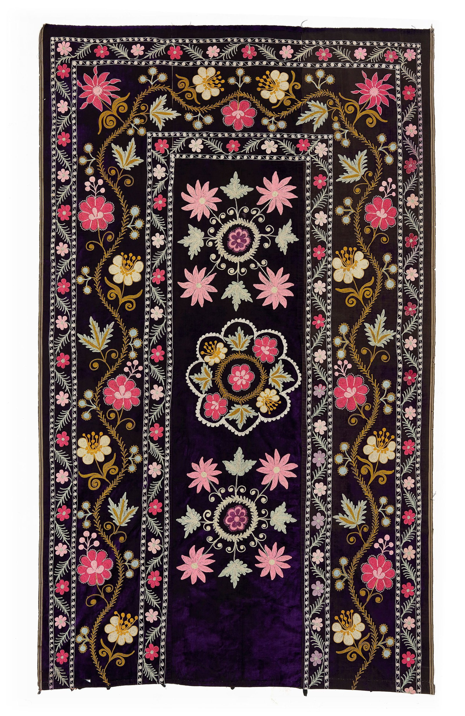 EMBROIDERED HANGING PANEL, BUKHARA, UZBEKISTAN, 20TH CENTURY: ca. 230 by 140 cm.