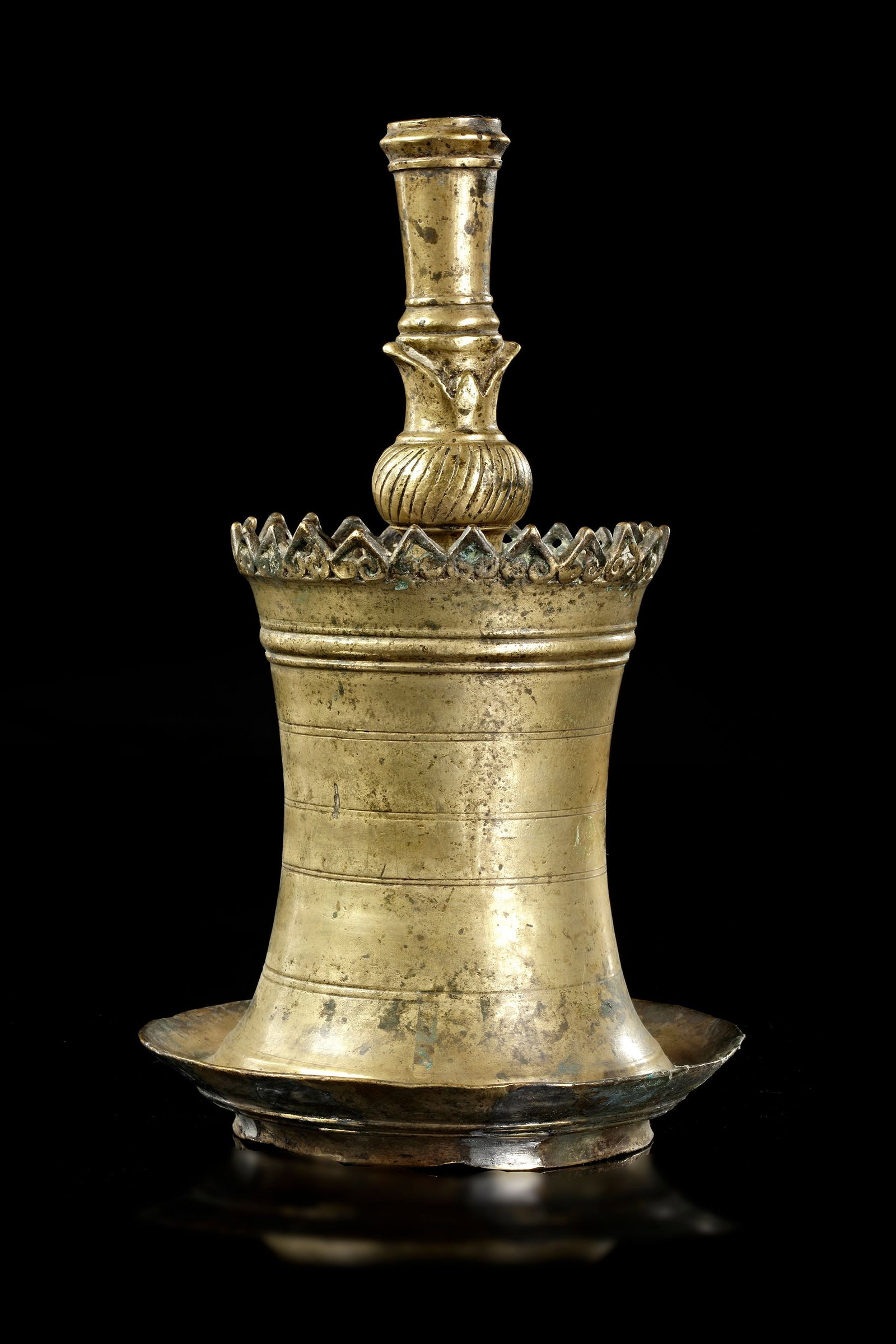 AN OTTOMAN GILT BRONZE CANDLESTICK, LATE 15TH CENTURY (1 of 4)
