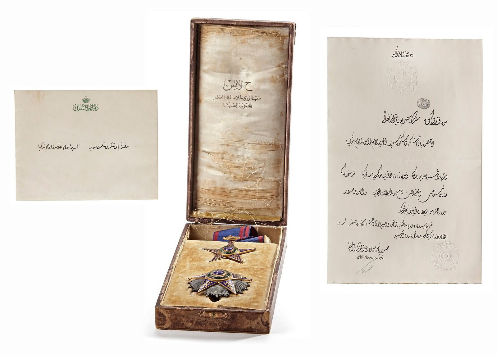 A FIRST CLASS SET OF ROYAL ORDER OF ISMAIL ISSUED BY EGYPTIAN KING FAROUK I, LATTES OF CAIRO 1357 (1 of 8)