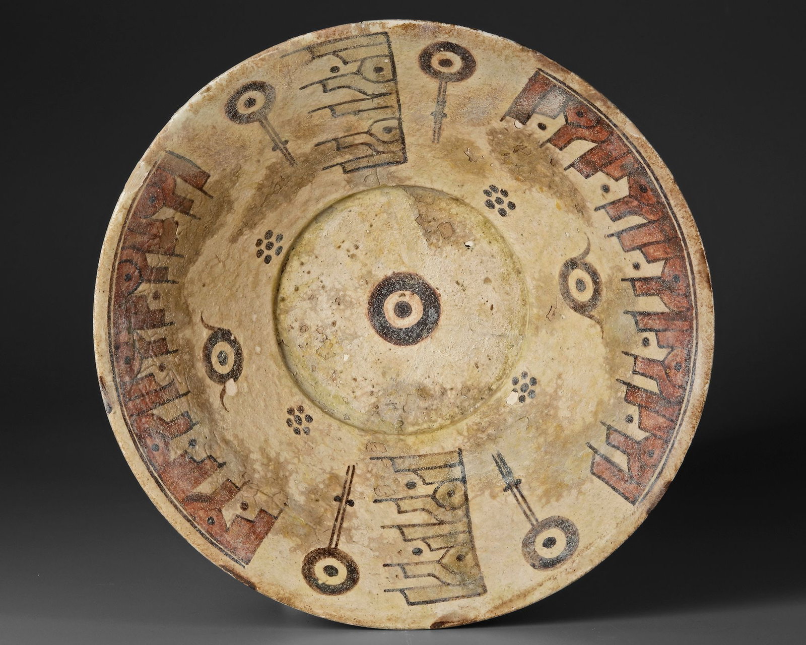 A LARGE NISHAPUR POTTERY BOWL, PERSIA 10TH CENTURY (1 of 4)