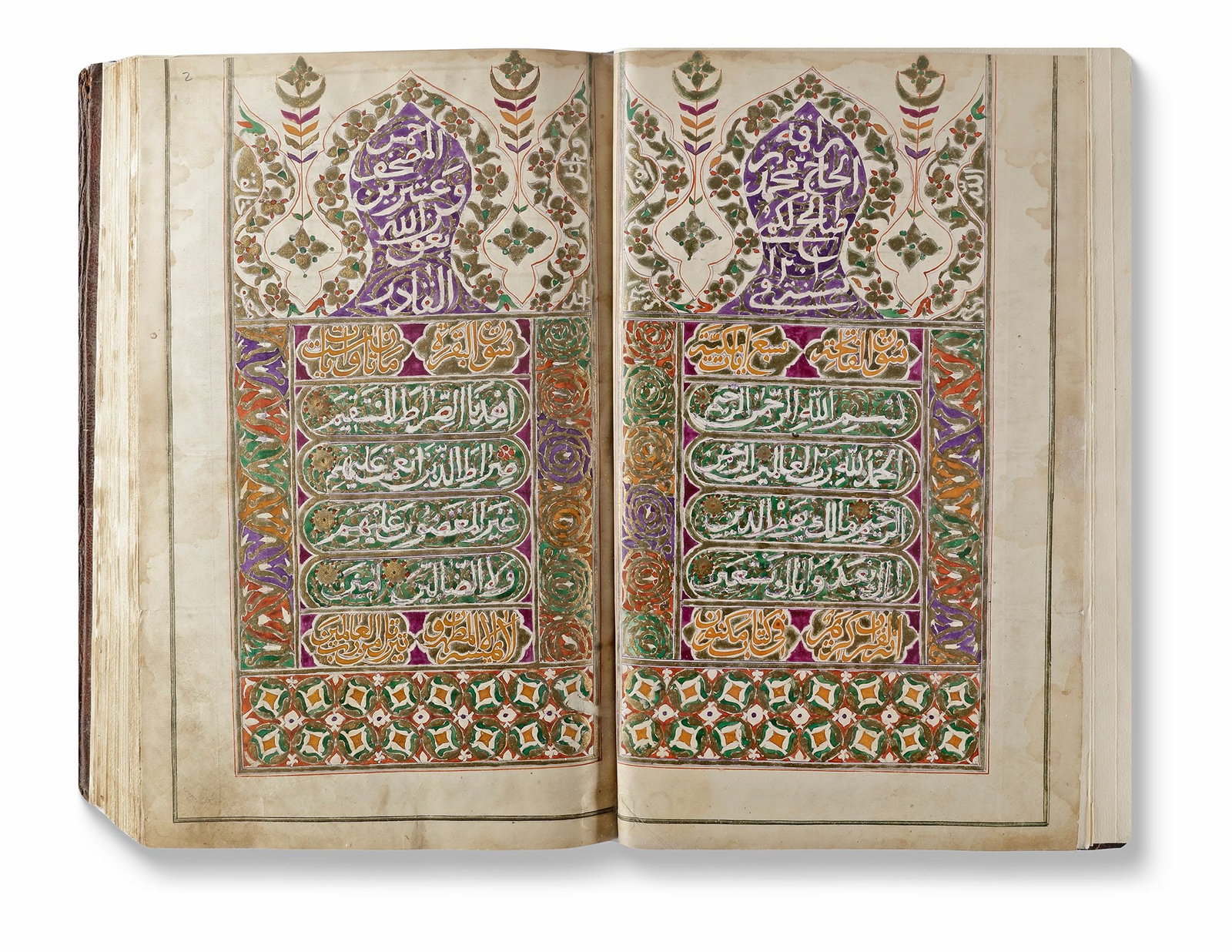A LARGE ILLUMINATED QURAN, COPIED BY MUHAMMED BIN SALIH, EAST CAUCASUS DAGESTAN AND DATED 1201 (1 of 6)