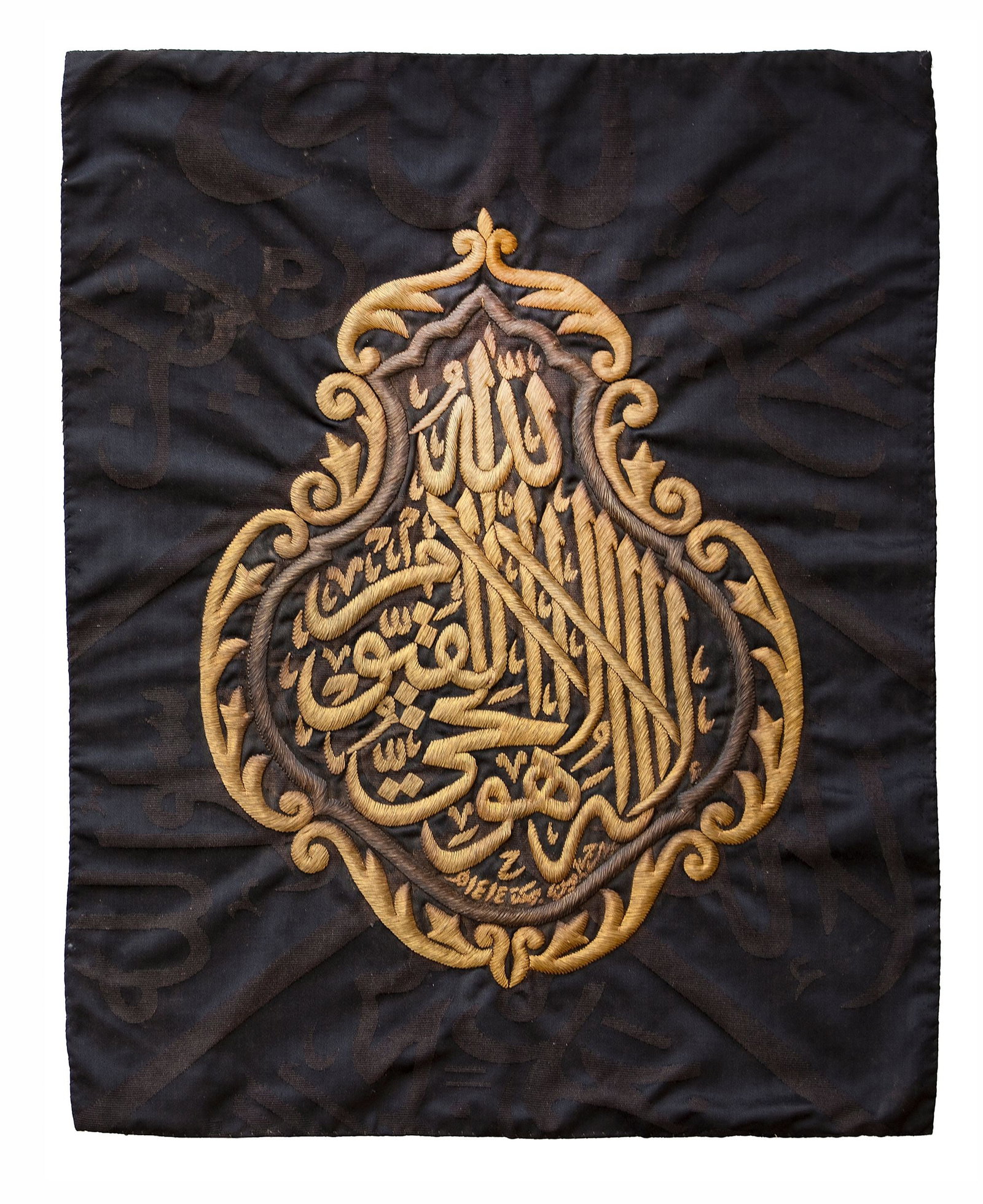 A GILT AND SILVER METAL-THREAD EMBROIDERED KISWAH FRAGMENT, MADE FOR THE HOLY KA'BA, SAUDIA ARABIA (1 of 1)