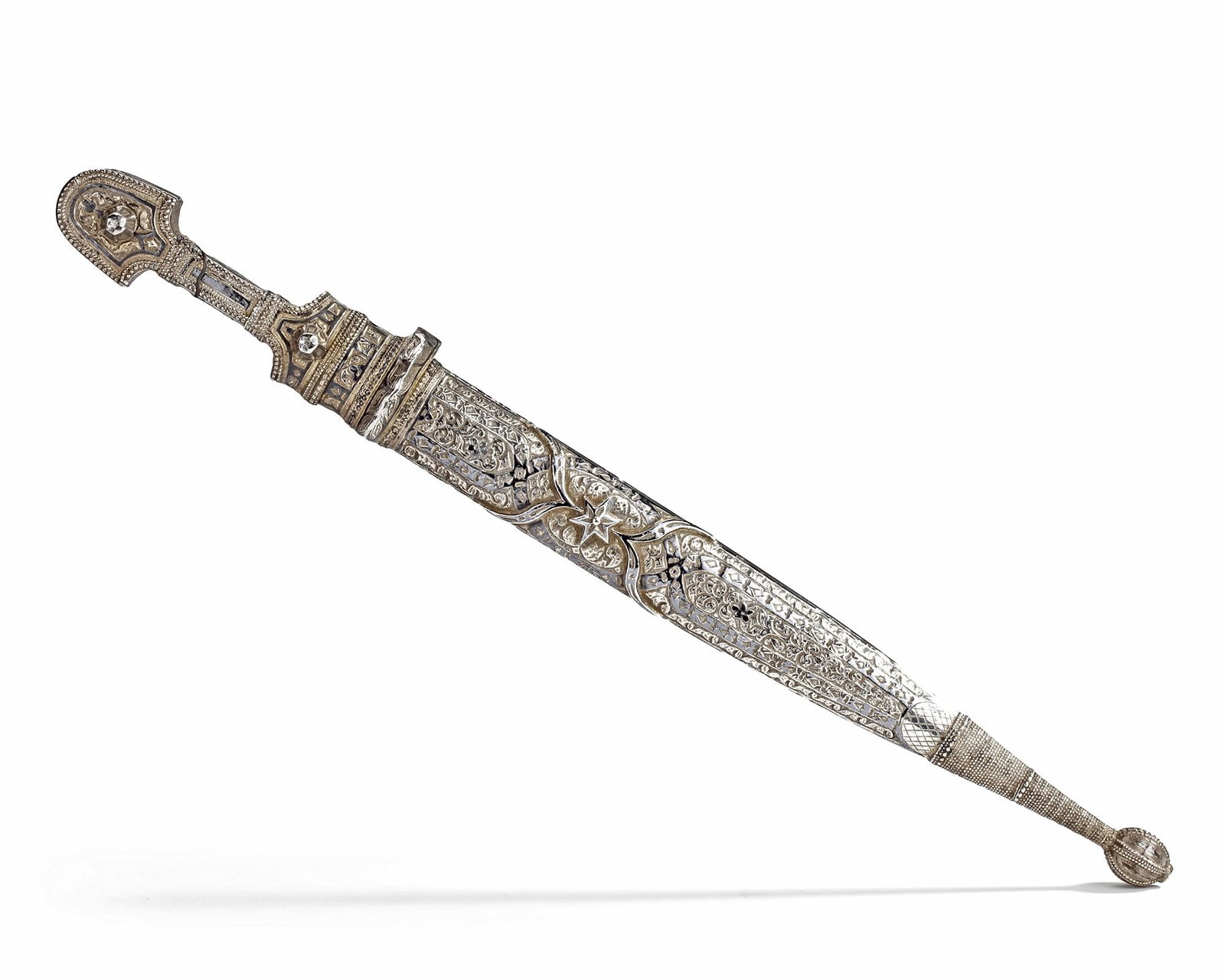 A NIELLO SILVER-MOUNTED STEEL DAGGER (KINDJAL), CAUCASUS, 19TH CENTURY (1 of 7)