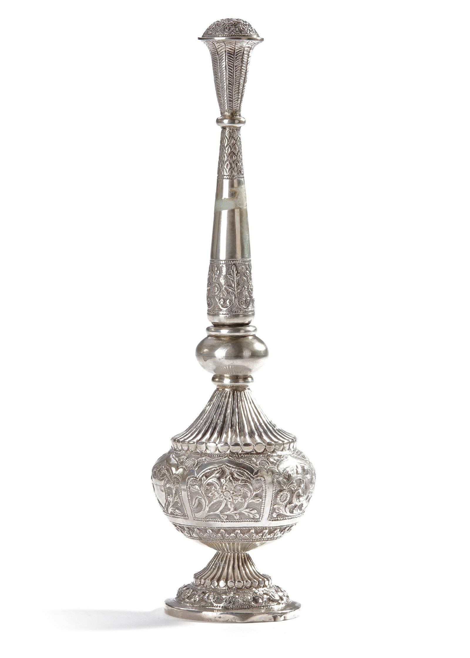 AN INDIAN SILVER ROSE WATER SPRINKLER, 19TH CENTURY (1 of 4)