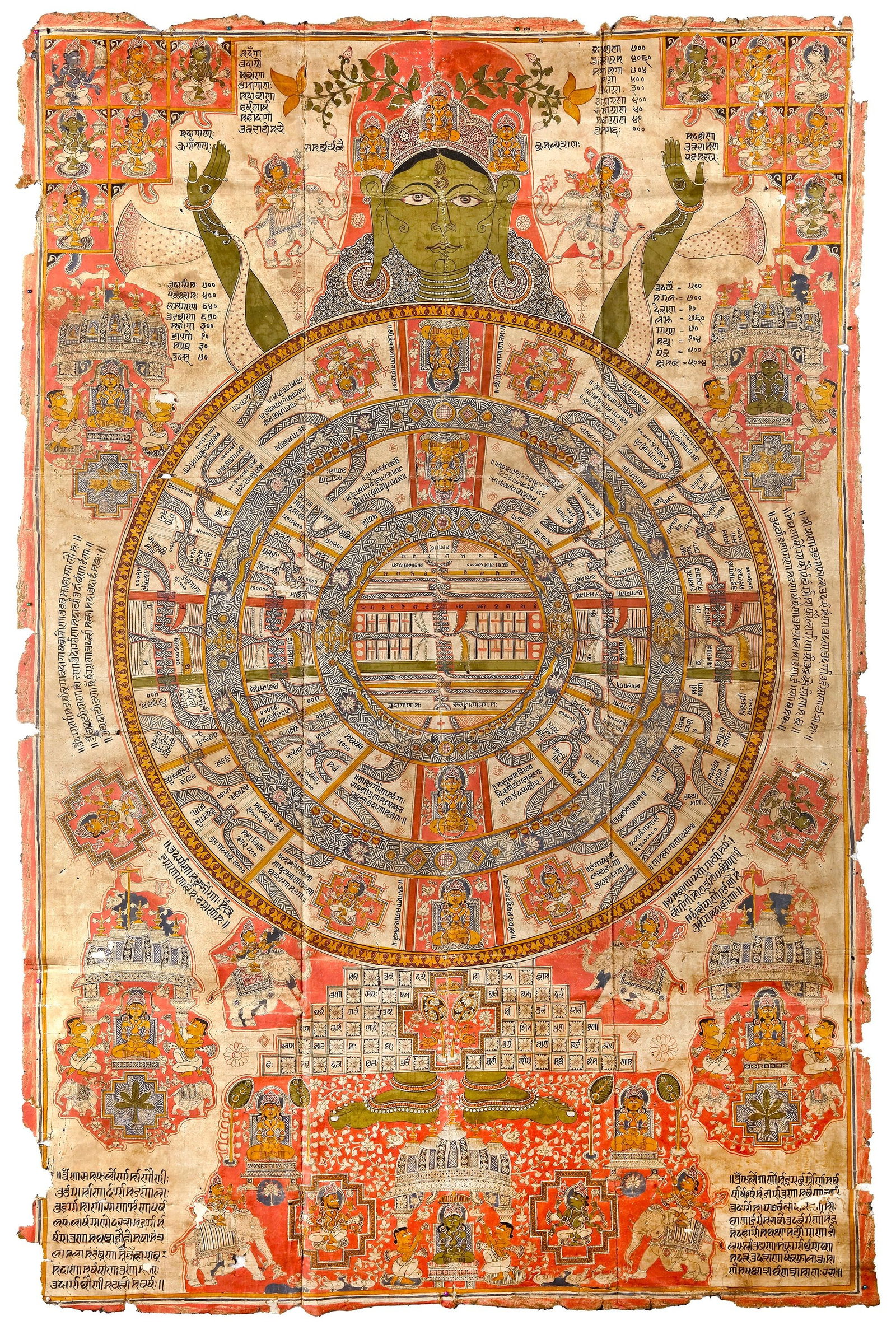 A LARGE JAIN ILLUSTRATION OF THE WORLD OF MORTALS GUJARAT, NORTH WEST INDIA, 17TH CENTURY (1 of 1)