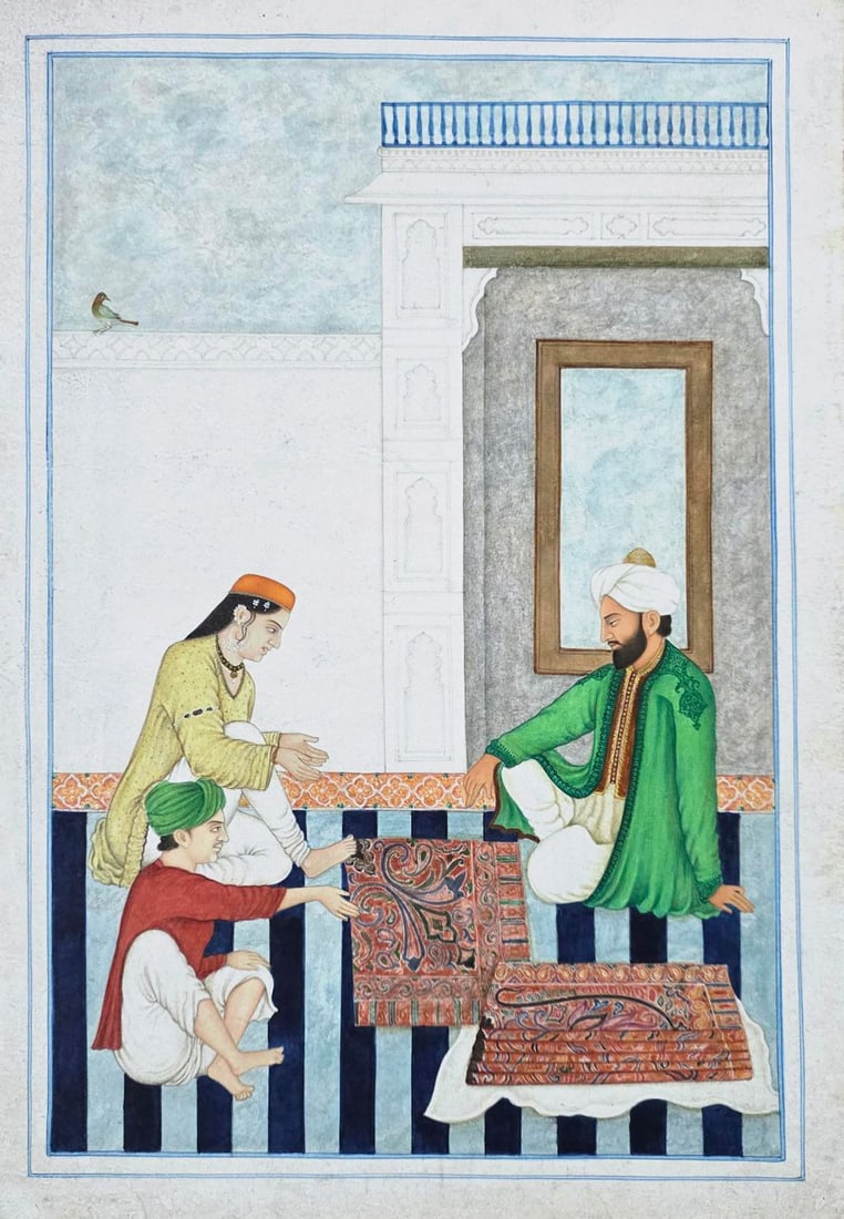 THE CARPET SHAWL MERCHANT NEGOTIATION, AMRITSA, PUNJAB INDIA, 19TH CENTURY (1 of 1)