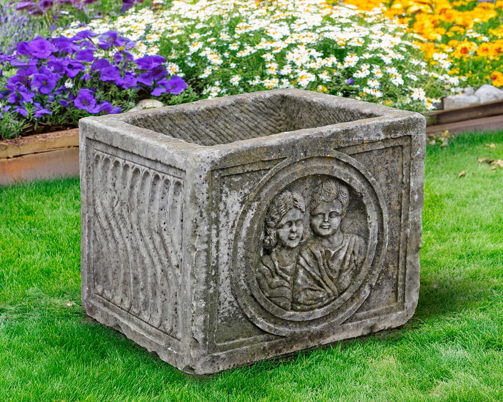 AN ITALIAN CARRARA MARBLE PLANTER, 18TH CENTURY OR OLDER: Height 51cm. Square 60 cm.