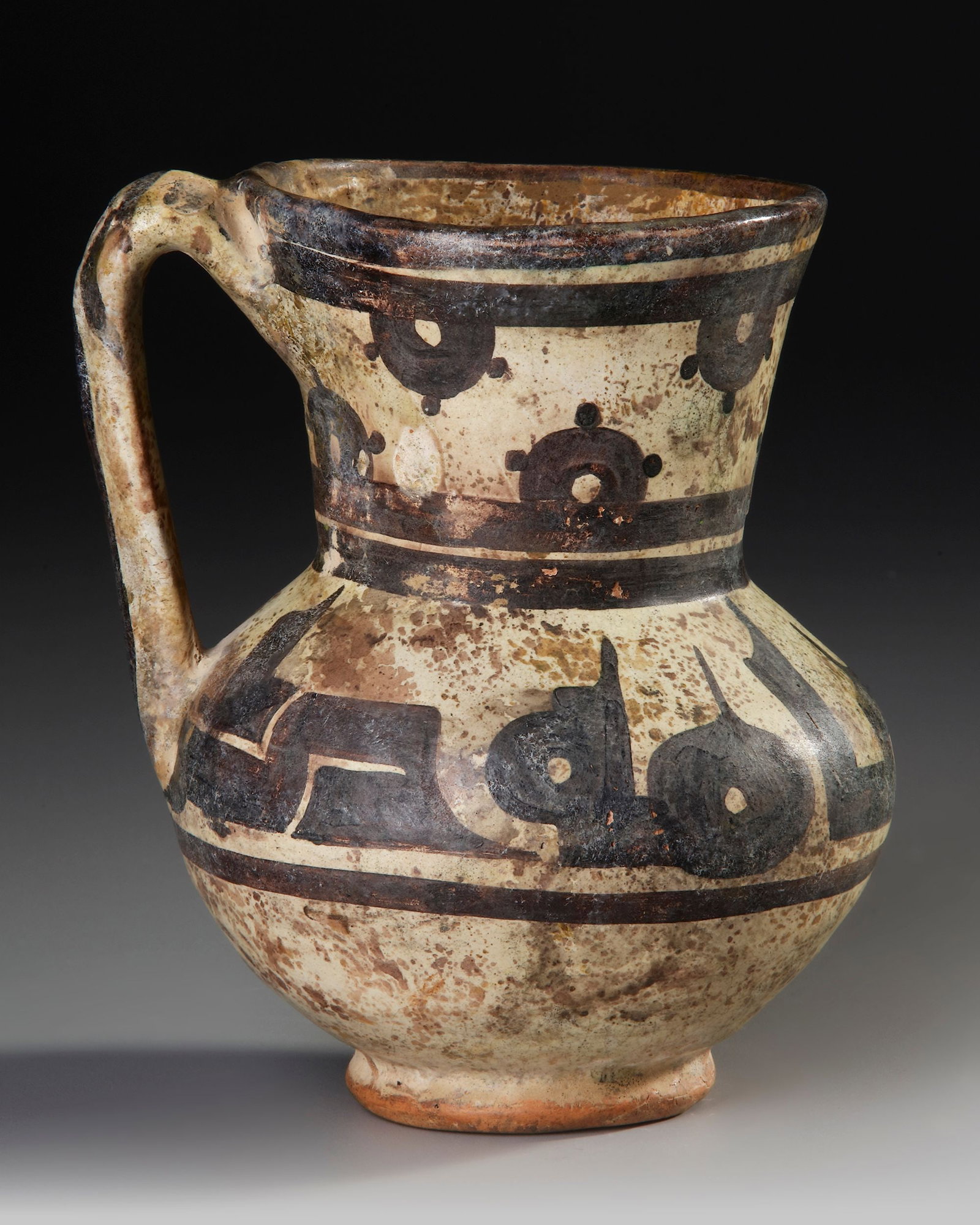 A SAMANID SLIP-PAINTED CALLIGRAPHIC POTTERY JUG, NISHAPUR OR SAMARKAND 10TH CENTURY (1 of 4)