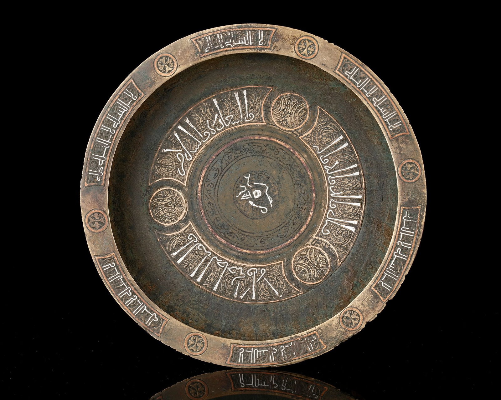 A KHORASSAN SILVER INLAID BRONZE TRAY, PERSIA, 11TH CENTURY (1 of 3)
