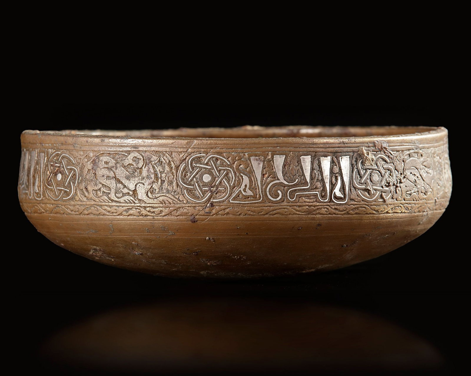 A KHORASSAN SILVER INLAID BRONZE BOWL, PERSIA, 11TH CENTURY (1 of 5)