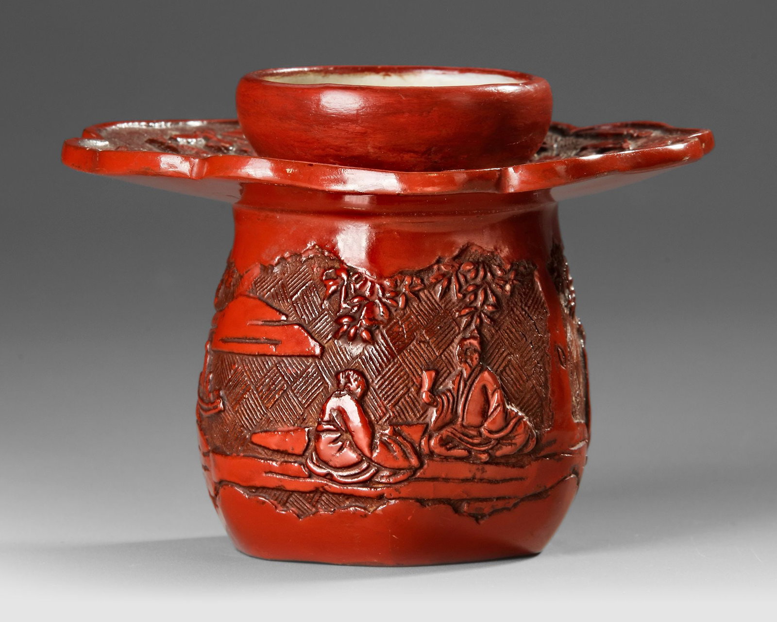 A RED LACQUER VESSEL, CHINA, QING DYNASTY (1644â€“1912) (1 of 6)