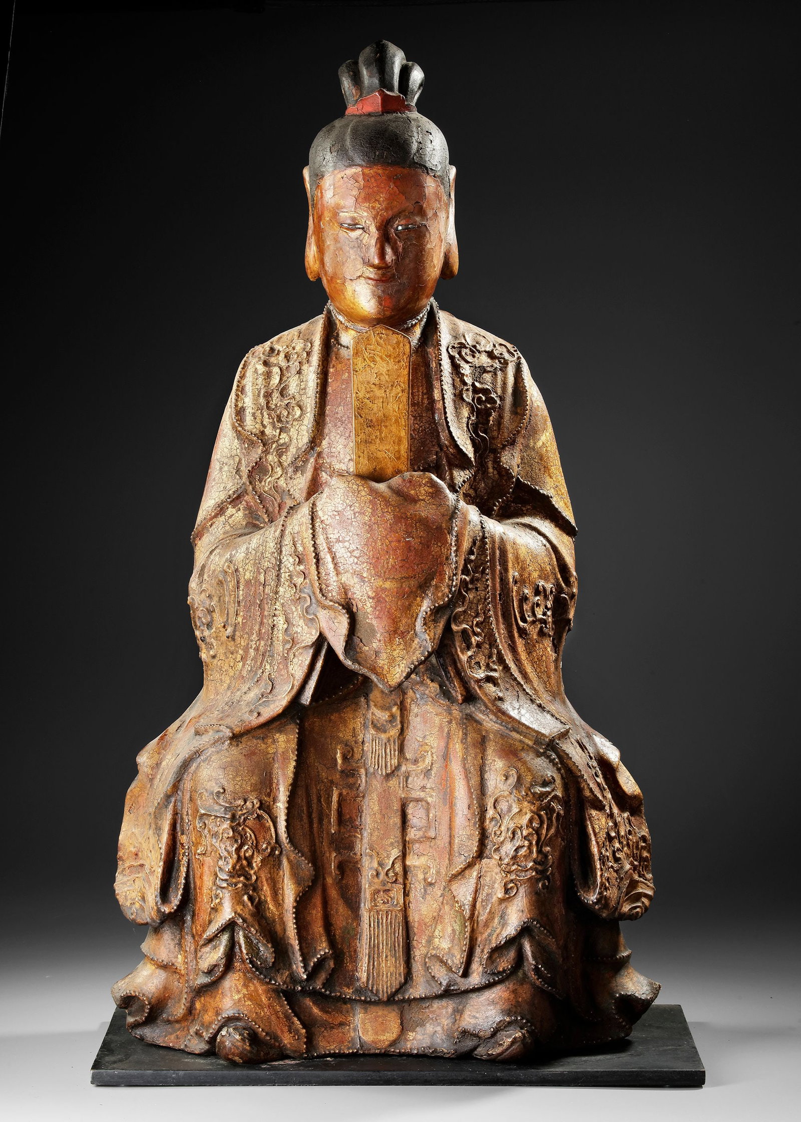 A LARGE WOODEN FIGURE, CHINA, MING PERIOD (1368â€“1644) (1 of 5)