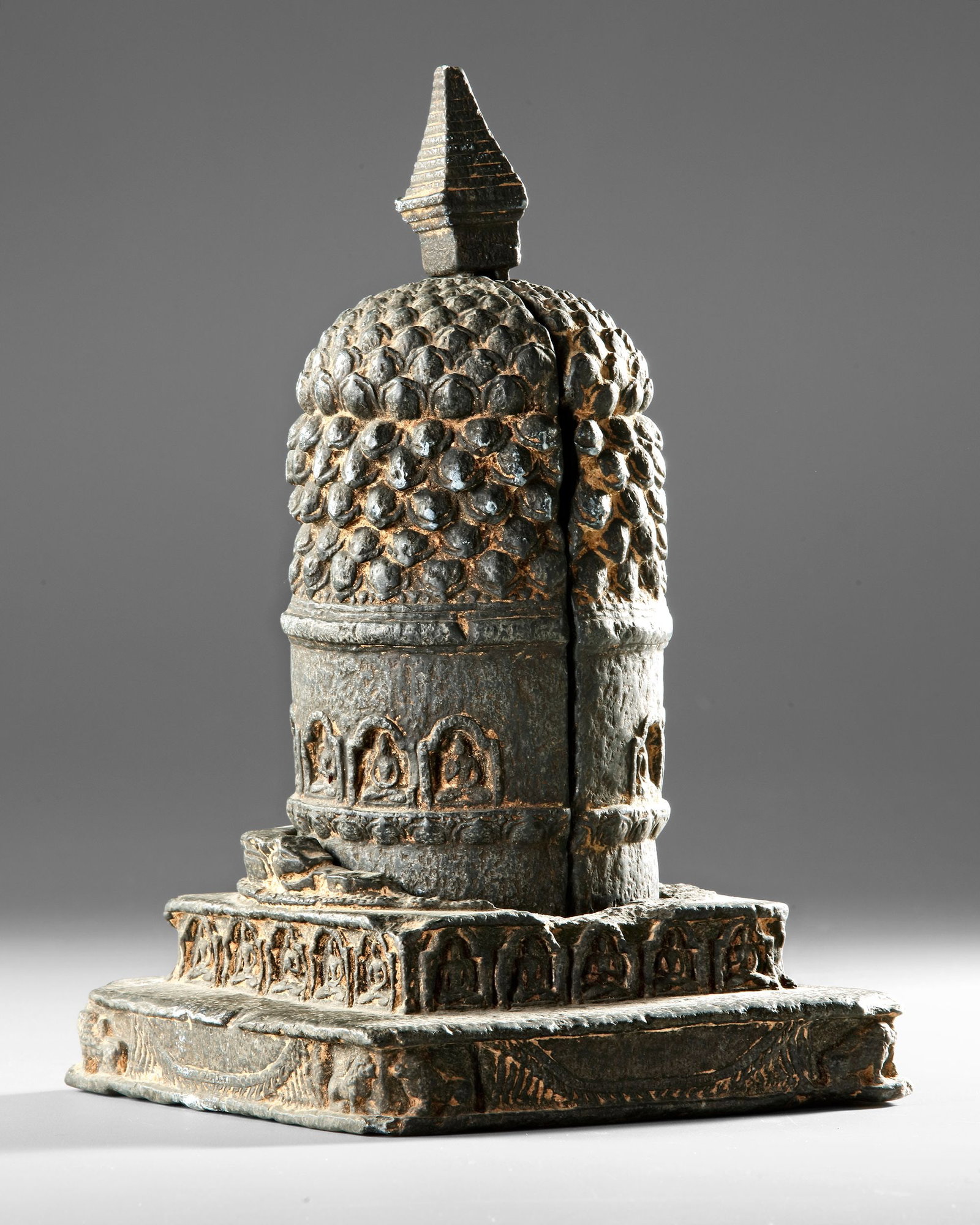 A STONE BUDDHIST STUPA SHRINE, NEPAL, 12THâ€“13TH CENTURY (1 of 5)