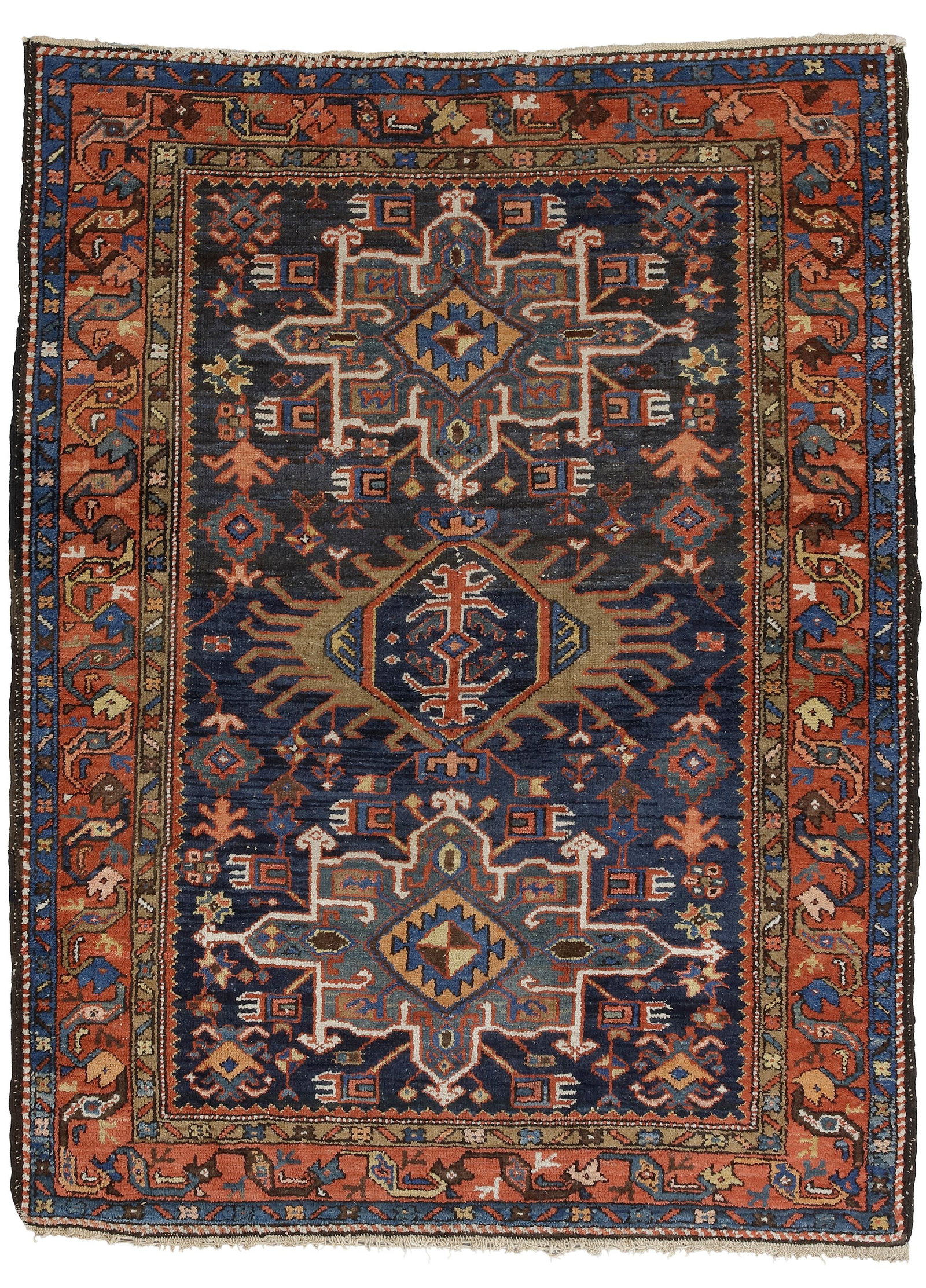 AN ANTIQUE PERSIAN HERIZ KARAJA RUG (1 of 2)