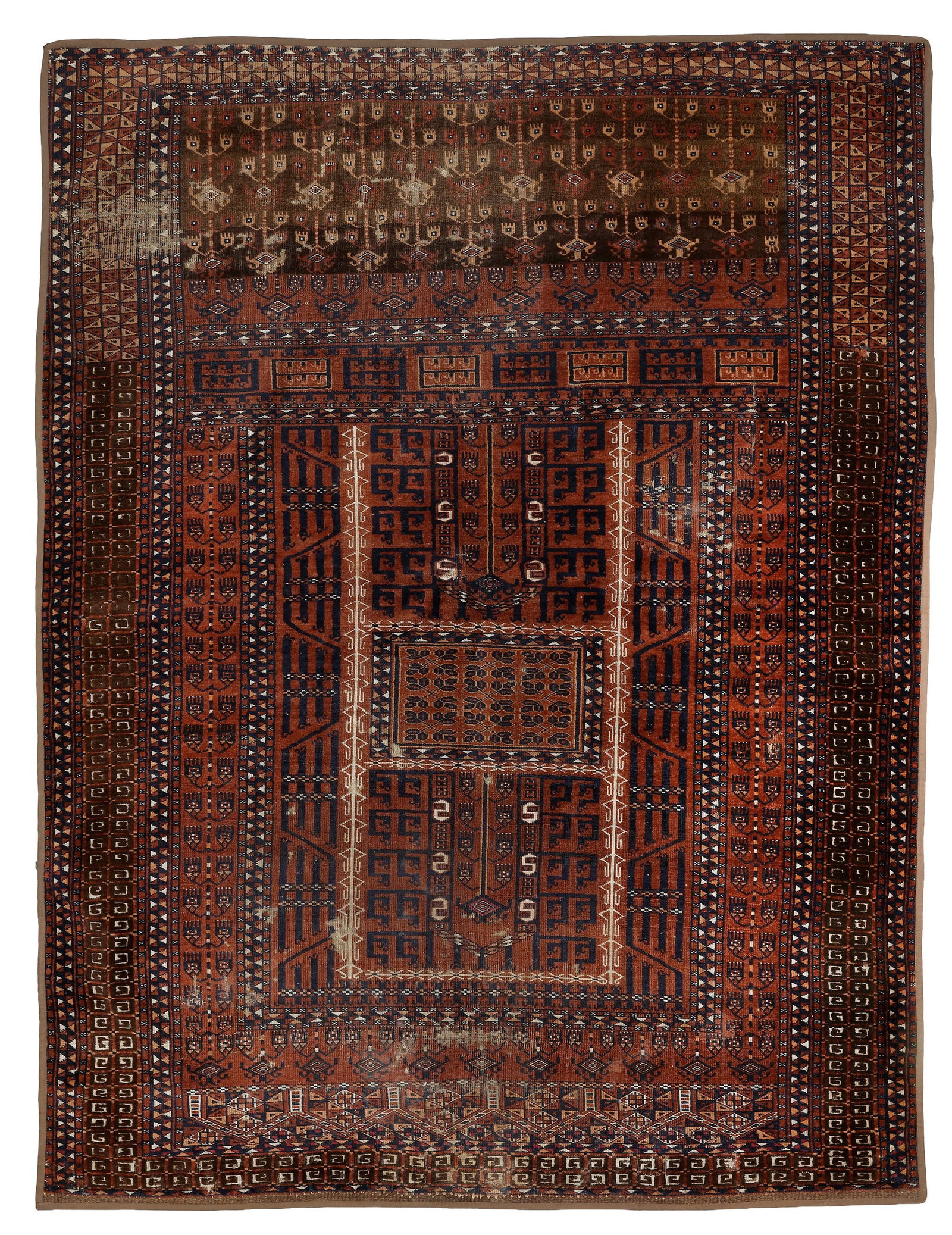 AN ANTIQUE TURKMEN SARYK ENSI: Up for auction is a museum-quality masterpiece of Central Asian tribal and knotting art: An antique Saryk Ensi from Turkmenistan, masterfully hand- knotted in the late 19th century (circa 1880). An En