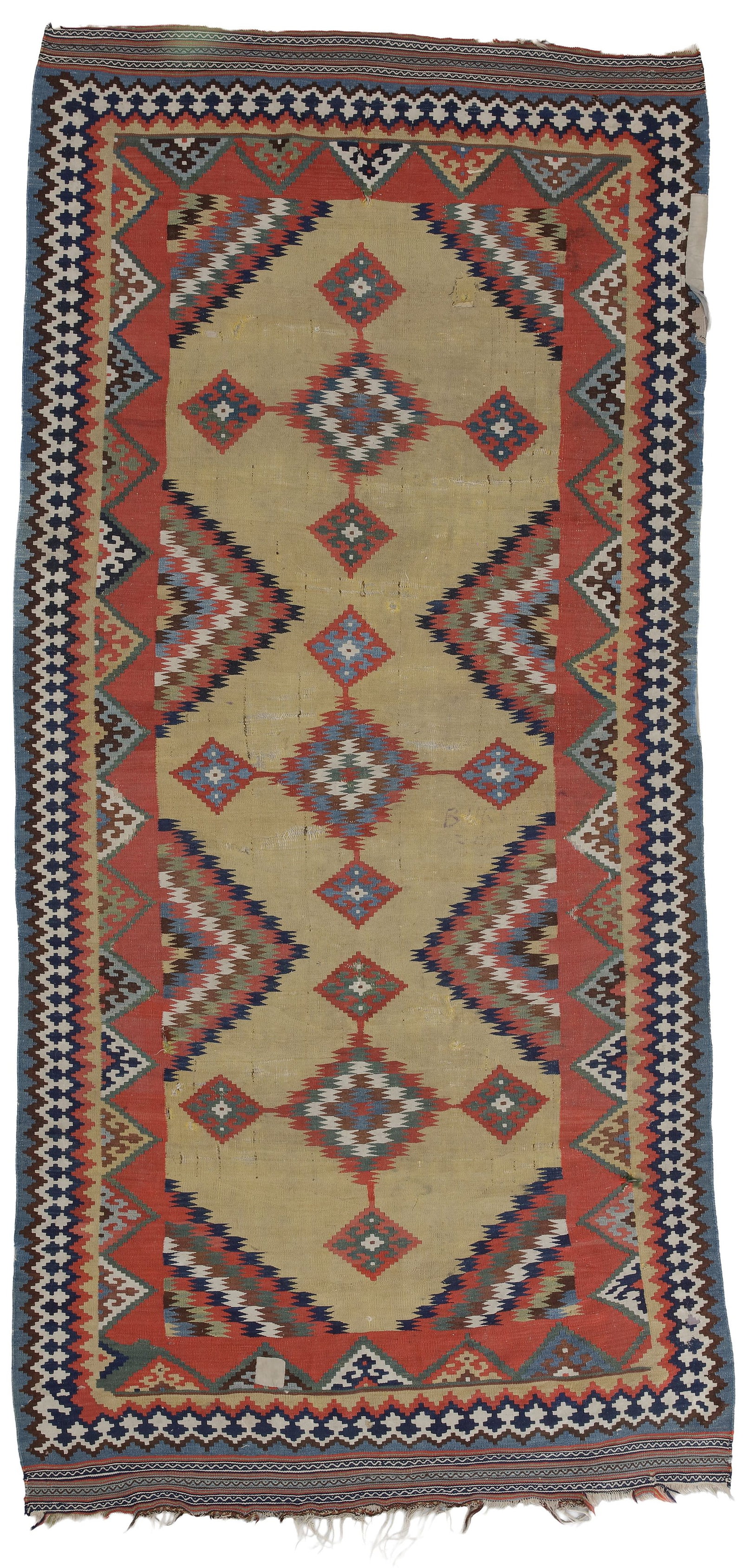 AN ANTIQUE QASHQAI KILIM RUNNER (NOMADIC WORK) (1 of 2)