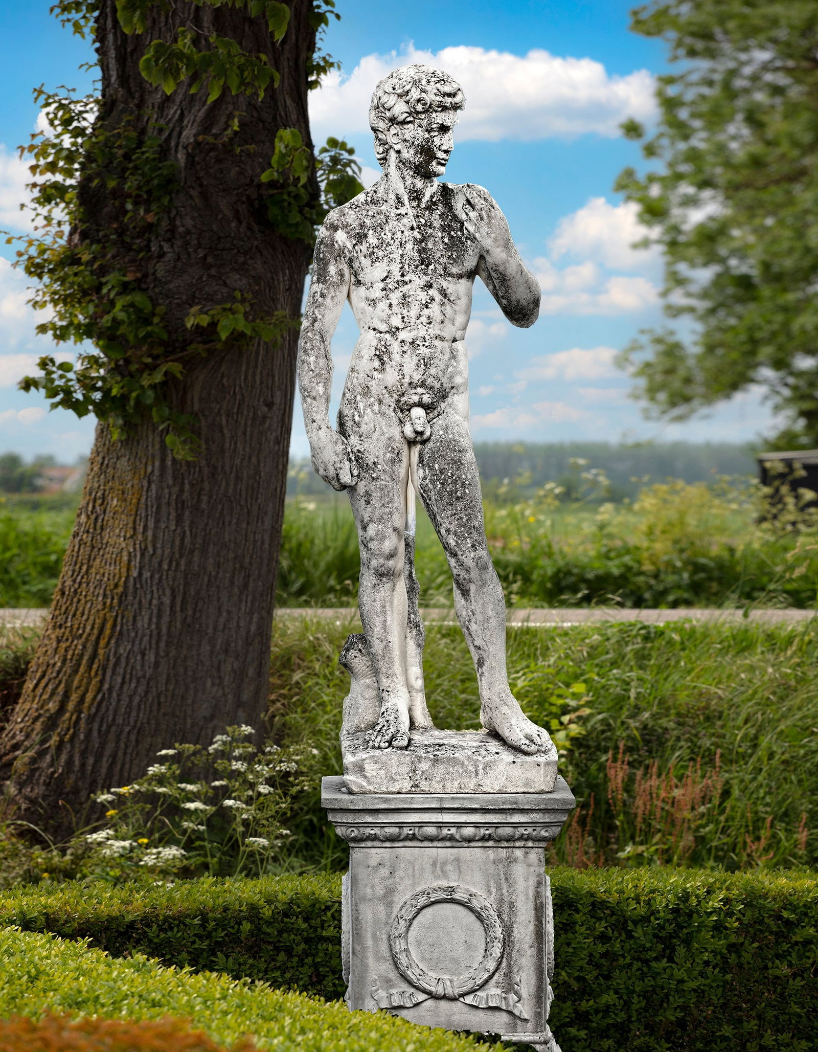 A COMPOSITION STONE FIGURE OF DAVID, 20TH CENTURY (1 of 1)
