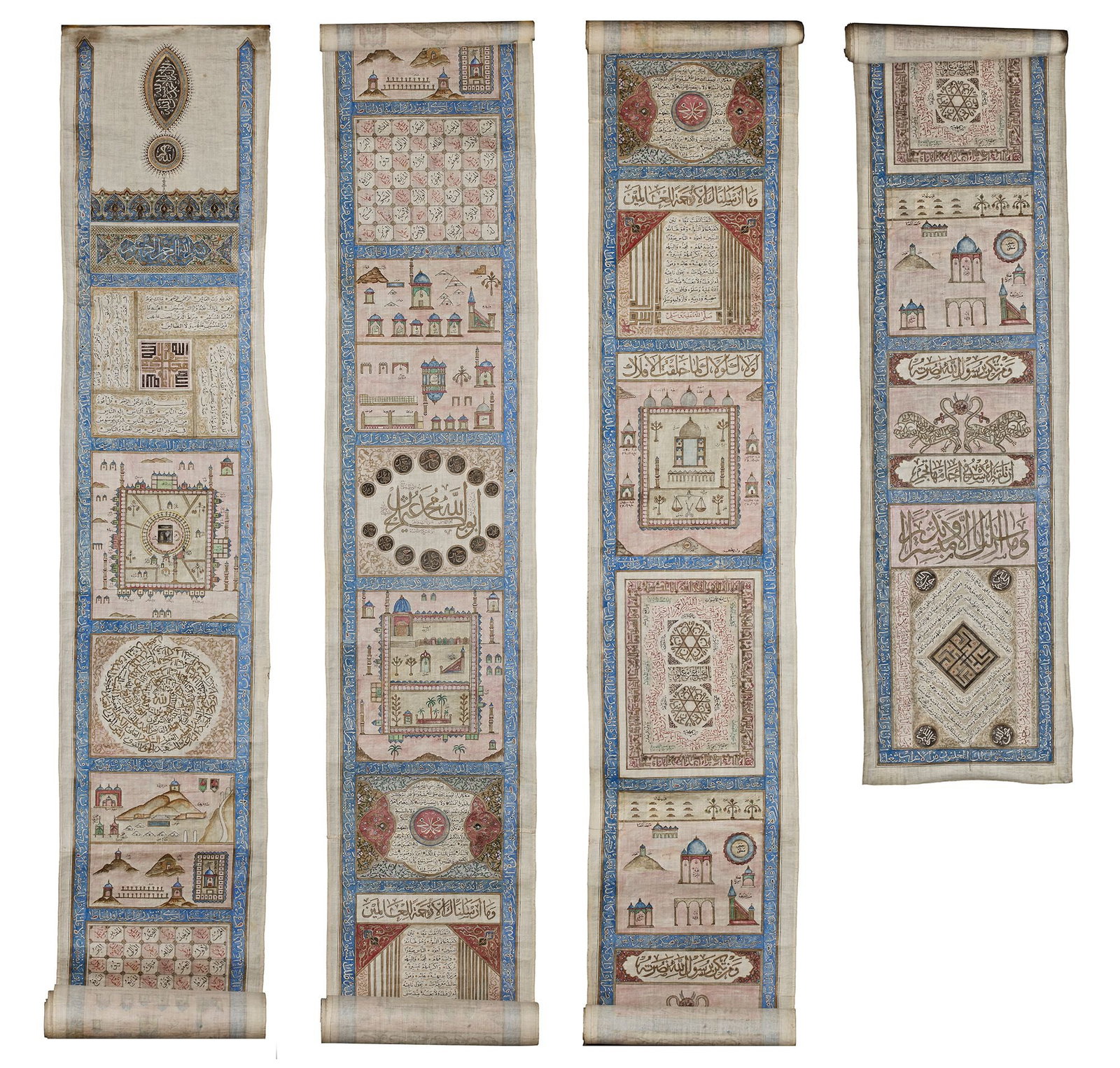 AN OTTOMAN ILLUMINATED HAJJ SCROLL, WRITTEN BY ABDUL-ALAH BIN HUSSAIN IN 1287 AH/1873 AD (1 of 5)