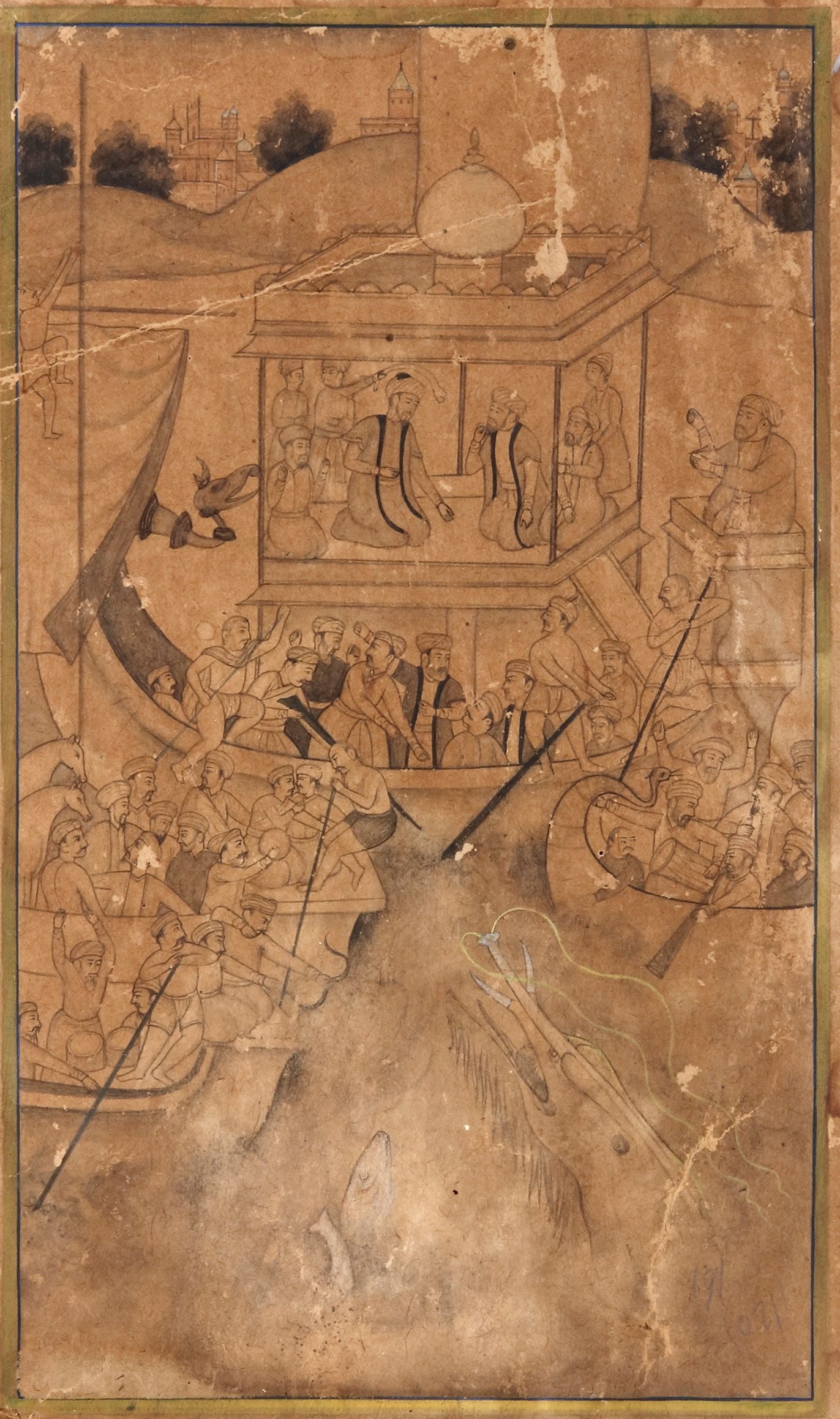 A MUGHAL RIVER PROCESSION SCENE, INDIA, 18TH CENTURY (1 of 2)