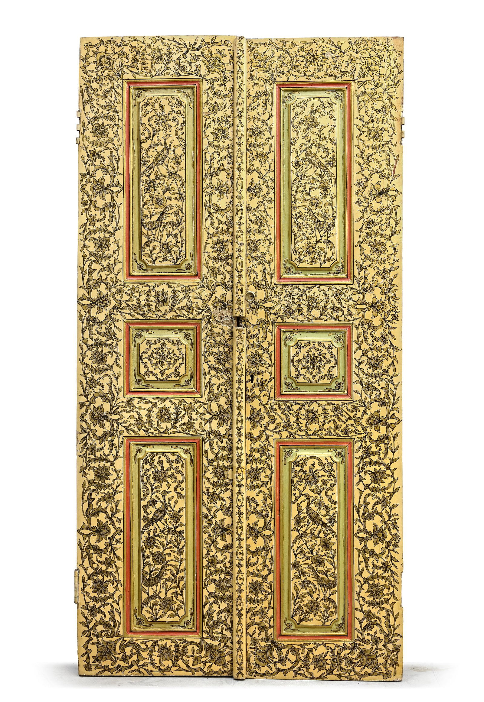 A PAIR OF QAJAR LACQUER PAINTED DOORS, PERSIA, 19TH CENTURY (1 of 1)
