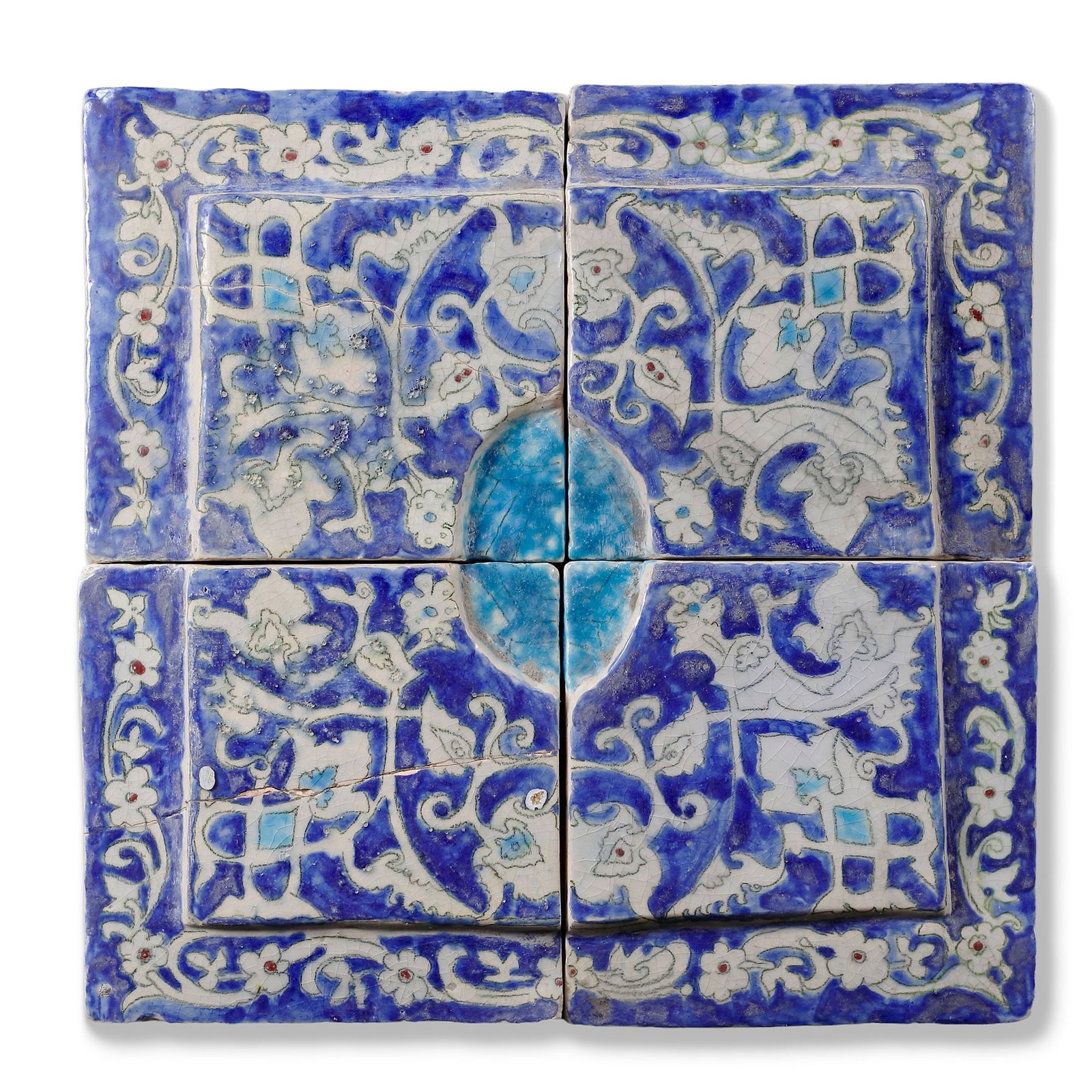 A POTTERY TILE PANEL, PAKISTAN, 19TH CENTURY (1 of 2)