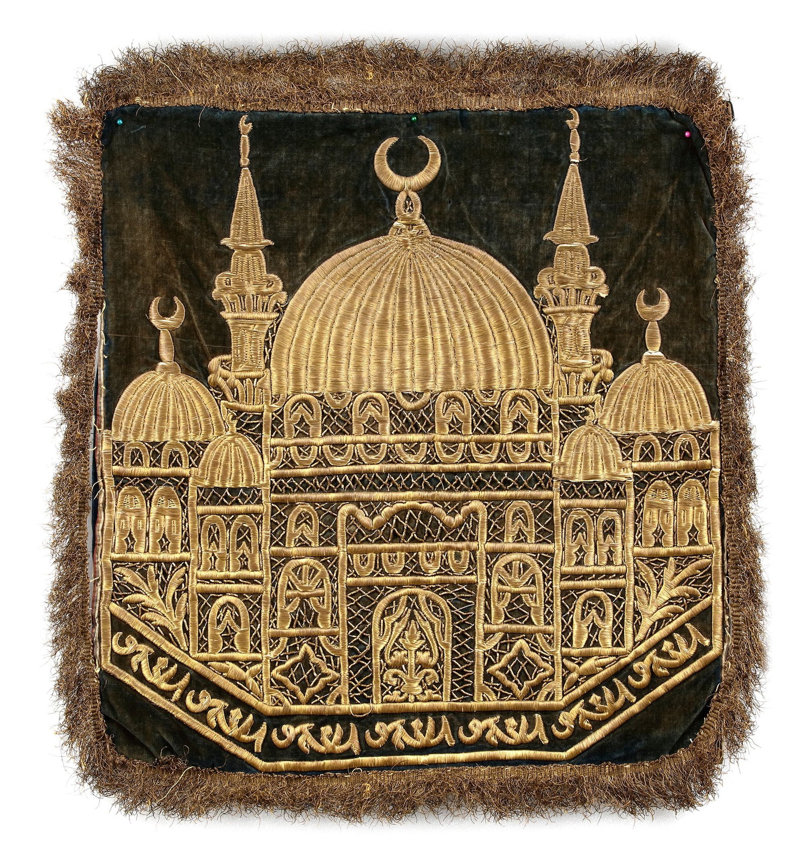 AN OTTOMAN EMBROIDERED SILK PANEL, 19TH CENTURY (1 of 1)