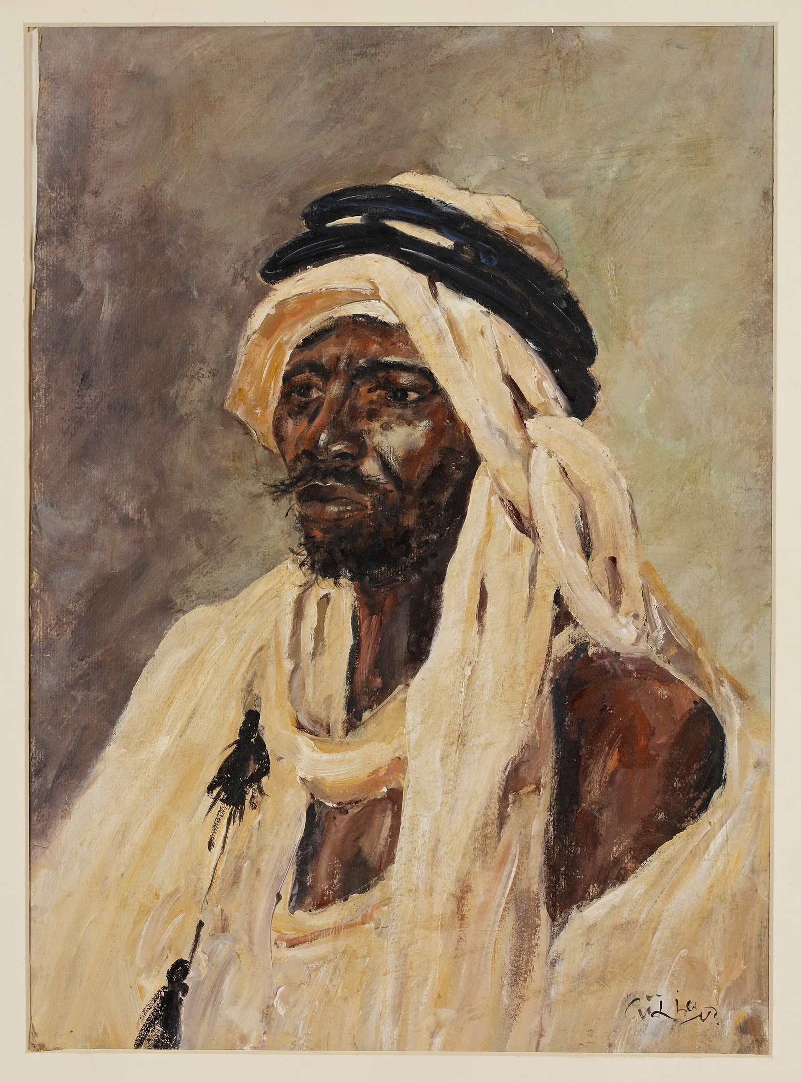 MARIE JOSEPH JEAN RAYMOND SILBERT (1862-1936), PORTRAIT DE CA??D, OIL ON PAPER: 44 by 30 cm.