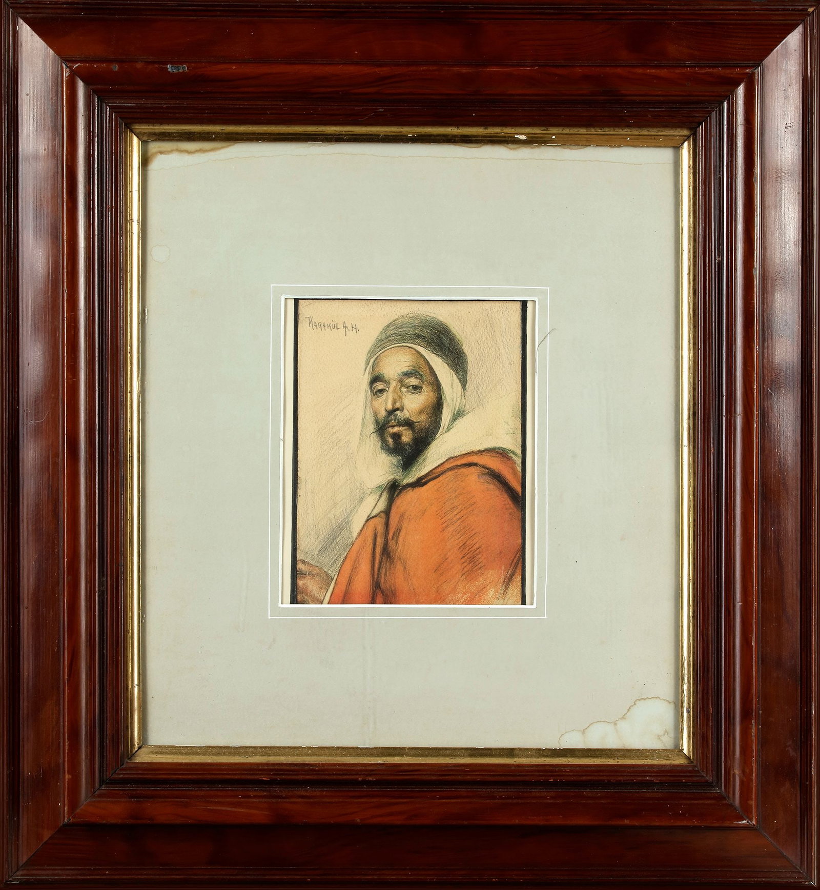A PORTRAIT OF A MAN IN TURBAN,19TH CENTURY: Indistinctly signed upper left. 20 by 15.5 cm.