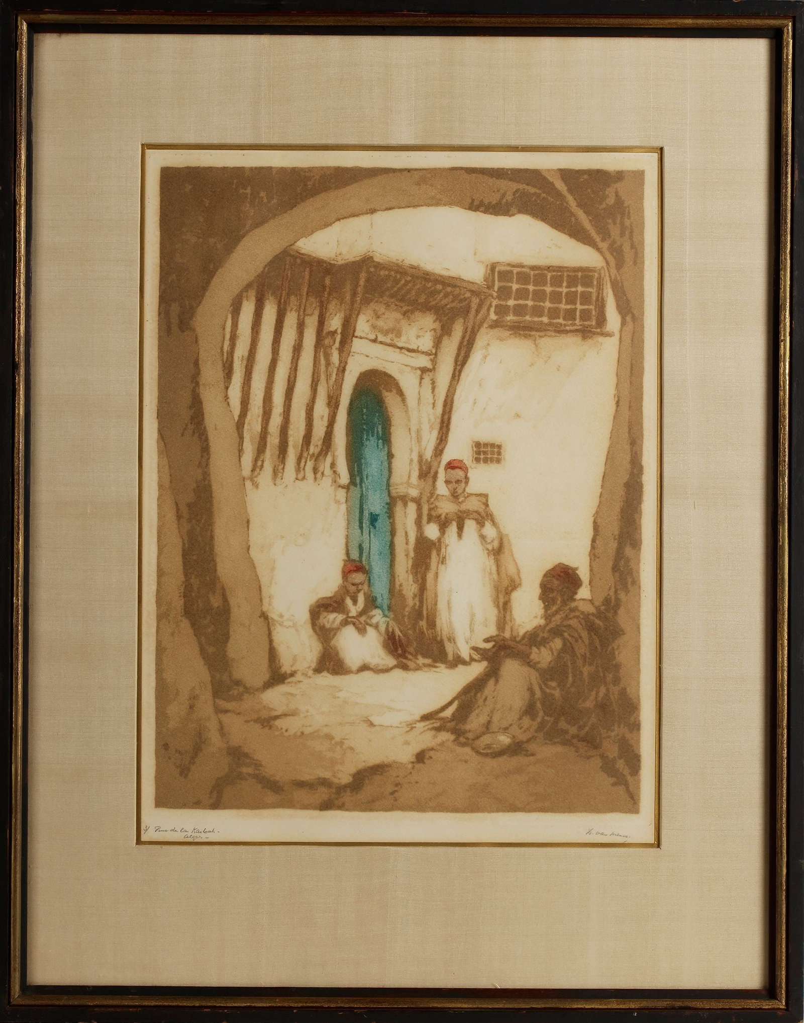 ISIDORE VAN MENS (NETHERLANDS 1890-1985), A KASBAH IN ALGERIA, COLOUR ETCHING (1 of 2)