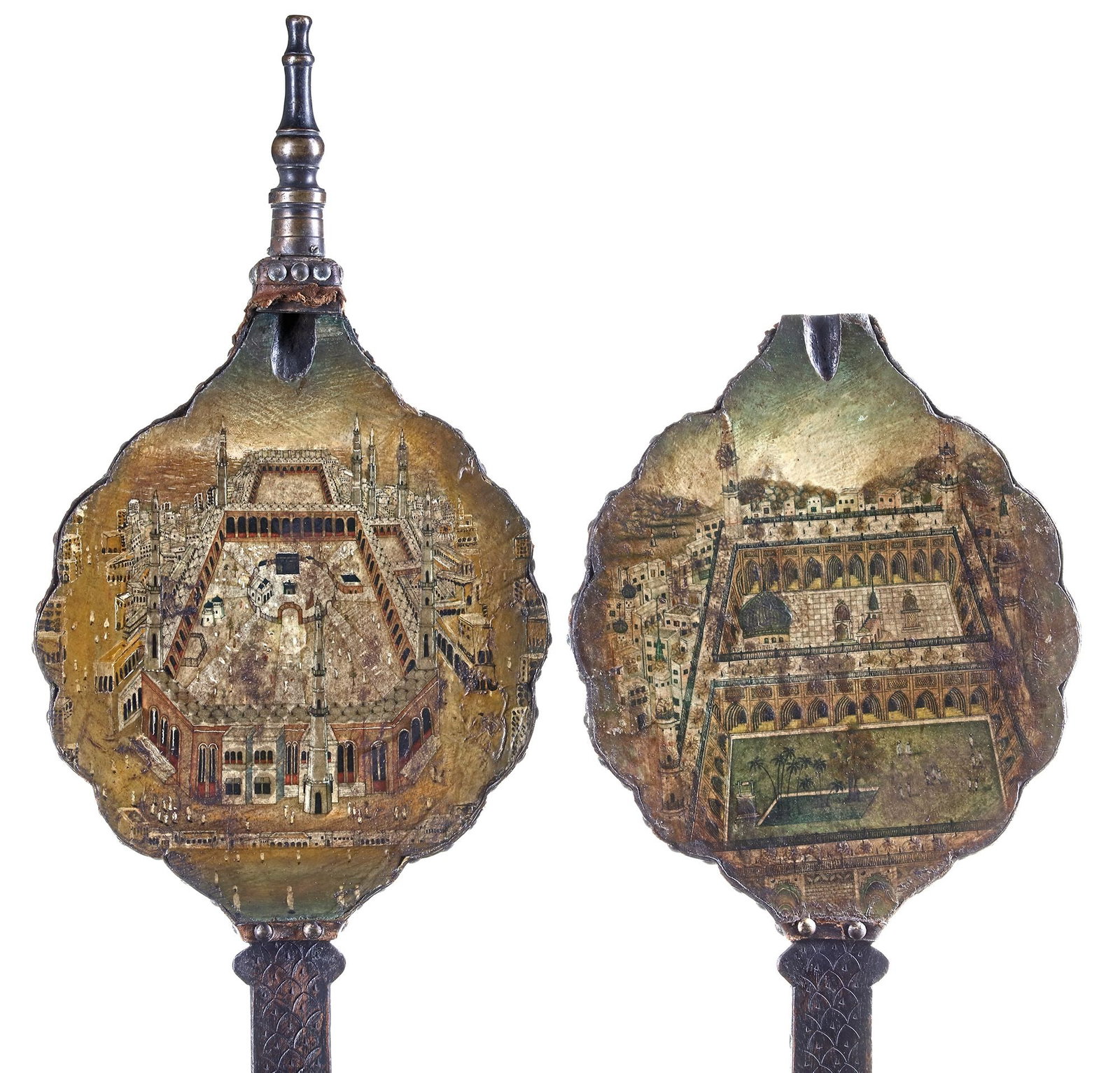 TWO INDIAN PANELS DEPICTING THE KABAA AND THE HOLY MOSQUE IN MEDINA,19TH CENTURY (1 of 5)