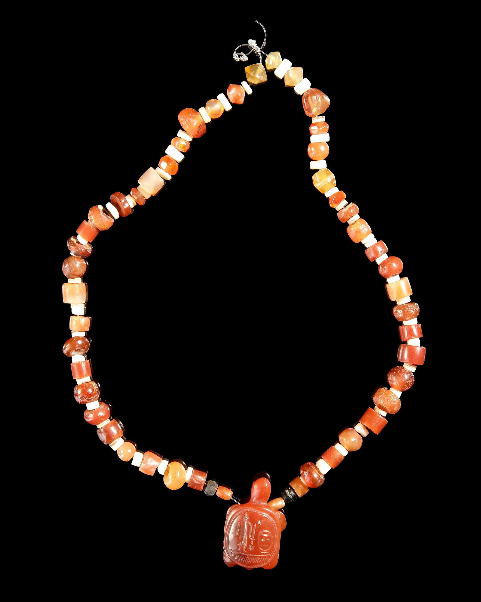A CARNELIAN BEAD TURTLE NECKLACE (1 of 1)