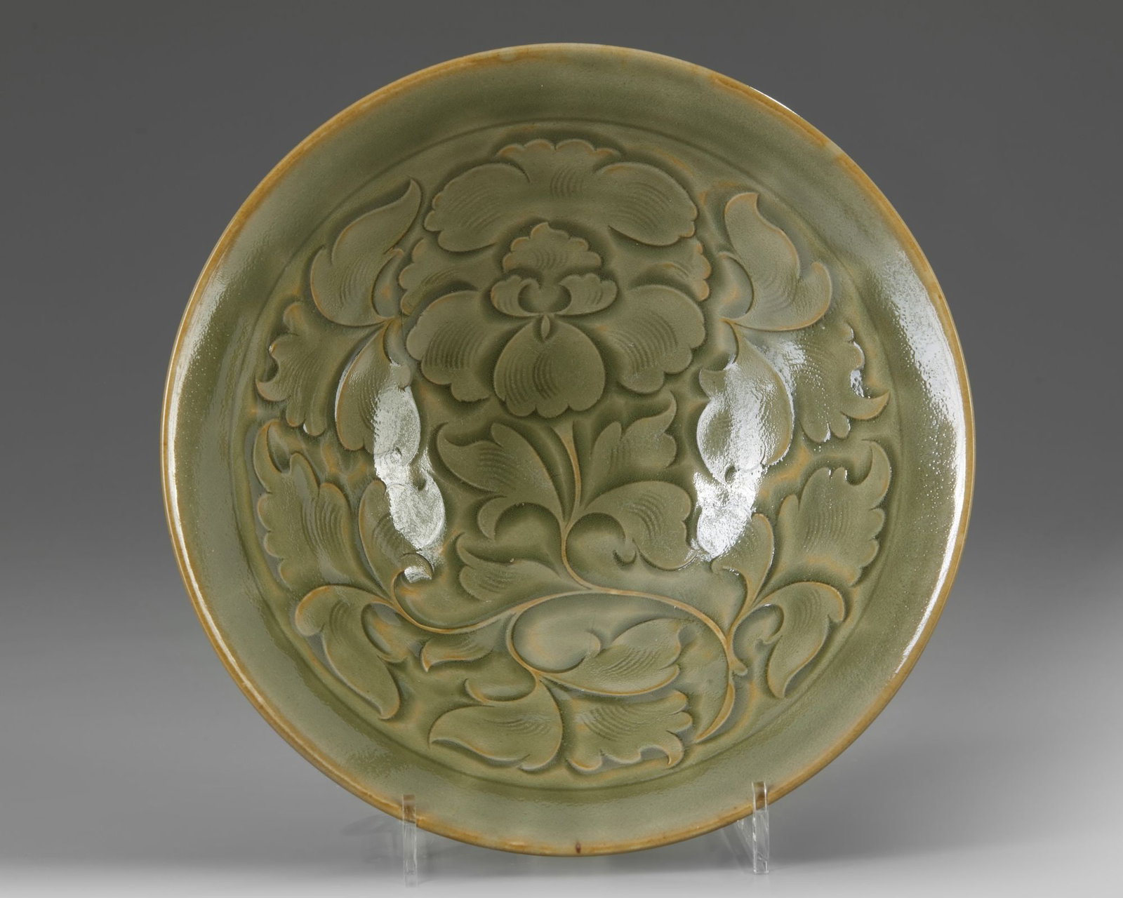 A CHINESE YAOZHOU-STYLE CELADON GLAZED CONICAL BOW, QING DYNASTY (1644-1911) (1 of 4)
