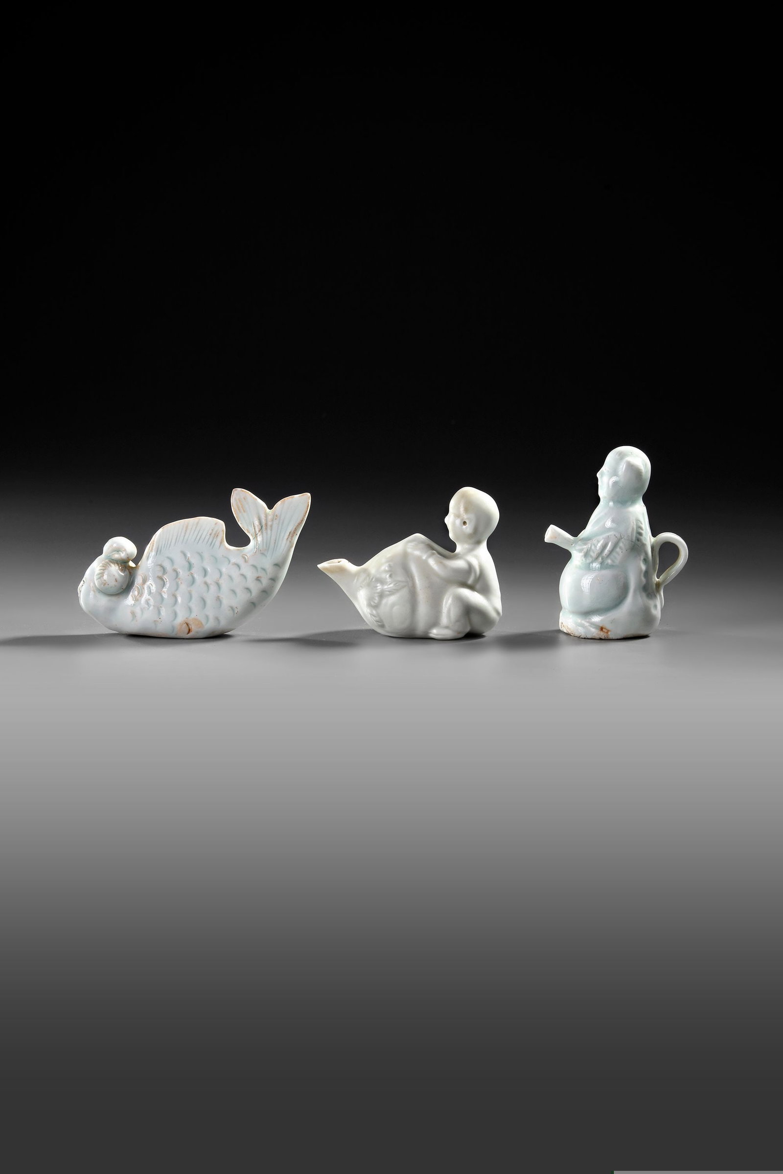 THREE CHINESE QINGBAI FIGURES, SONG DYNASTY (960-1279) (1 of 4)