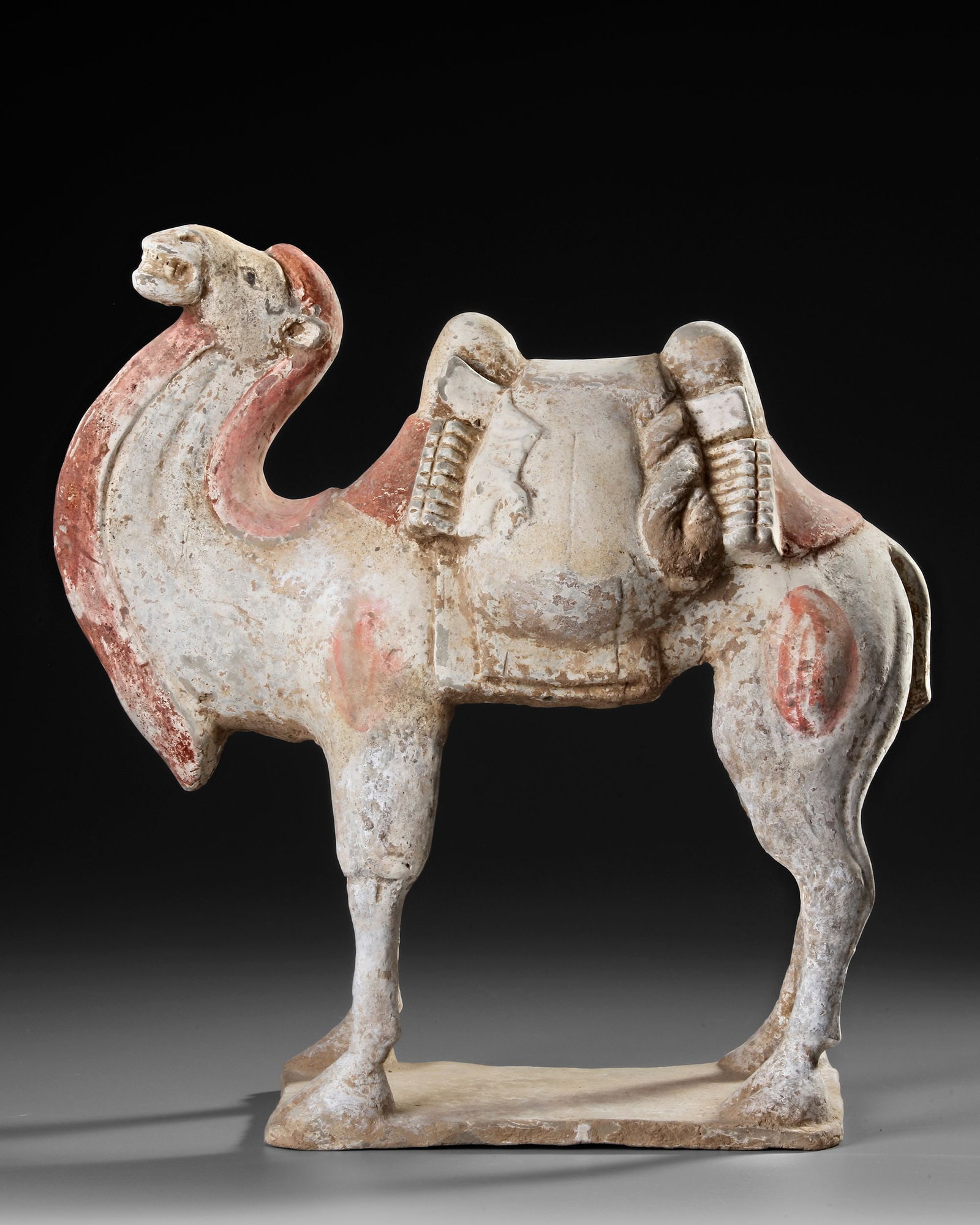 A CHINESE TERRACOTTA CAMEL, TANG DYNASTY (618-907 AD) (1 of 6)