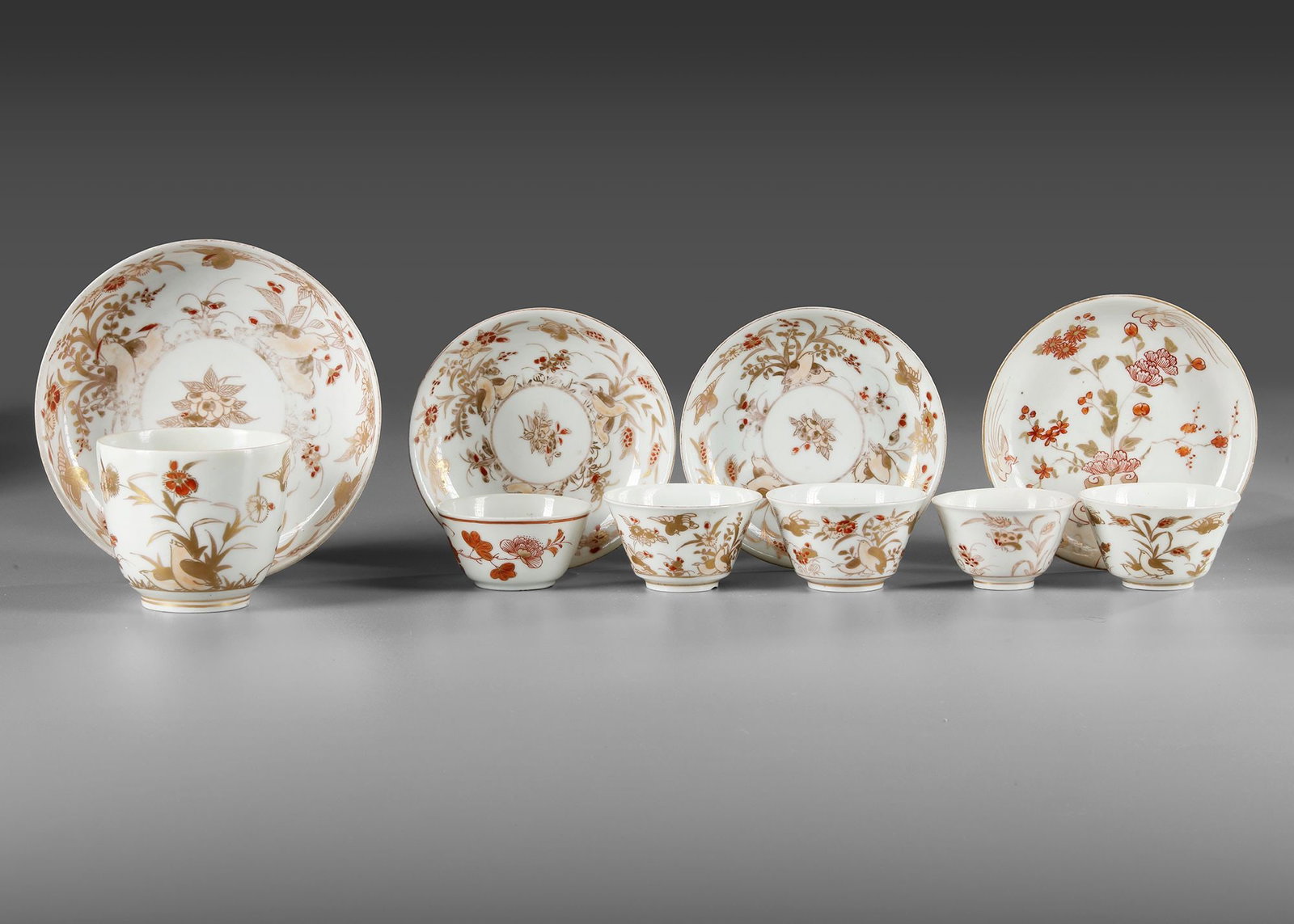A JAPANESE COLLECTION OF SIX CUPS AND FOUR SAUCERS, 18TH CENTURY (1 of 2)