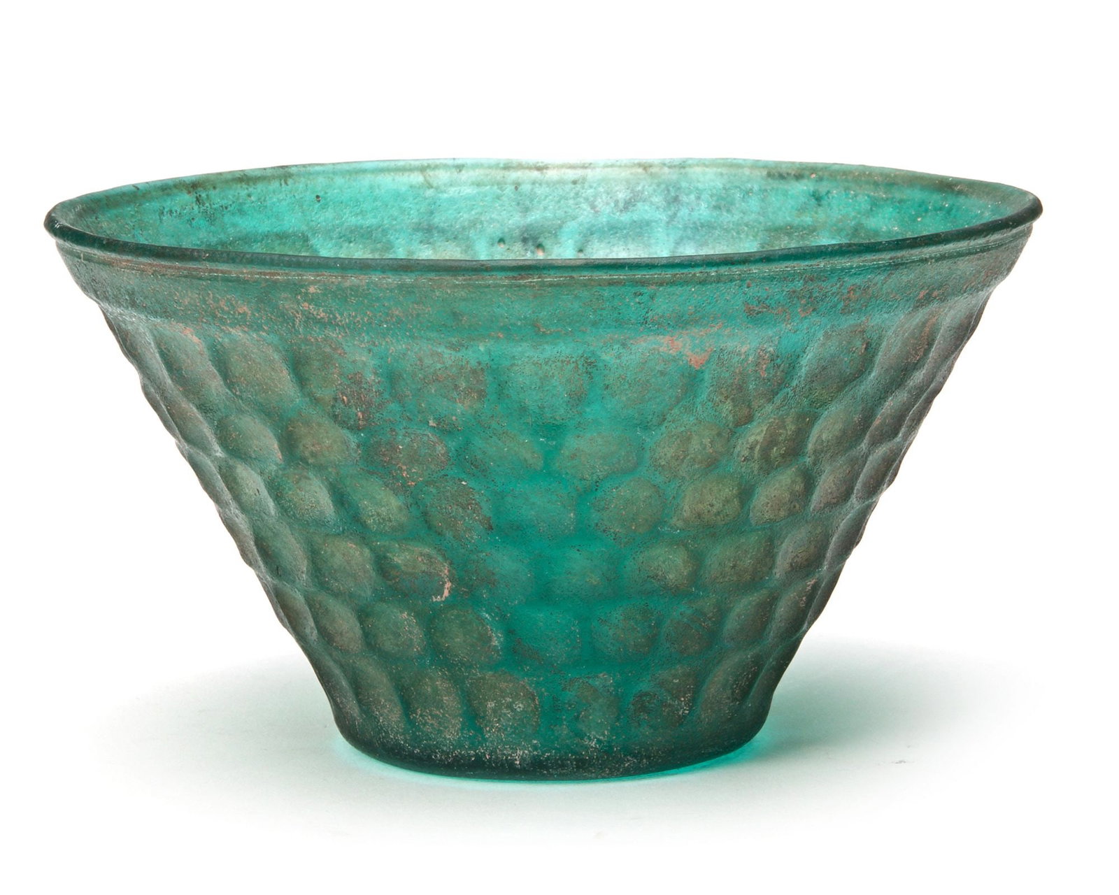 A PERSIAN GREEN CUT GLASS BOWL, 9TH-10TH CENTURY (1 of 5)