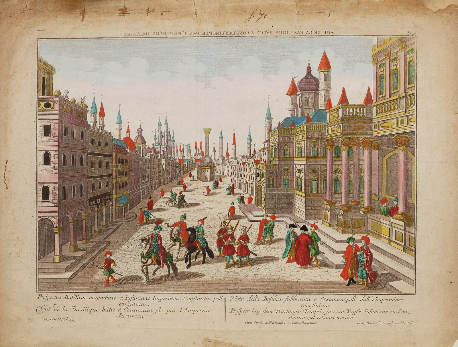 A VIEW OF THE BASILICA OF EMPEROR JUSTINIAN IN CONSTANTINOPLE, ENGRAVING, 18TH CENTURY (1 of 1)