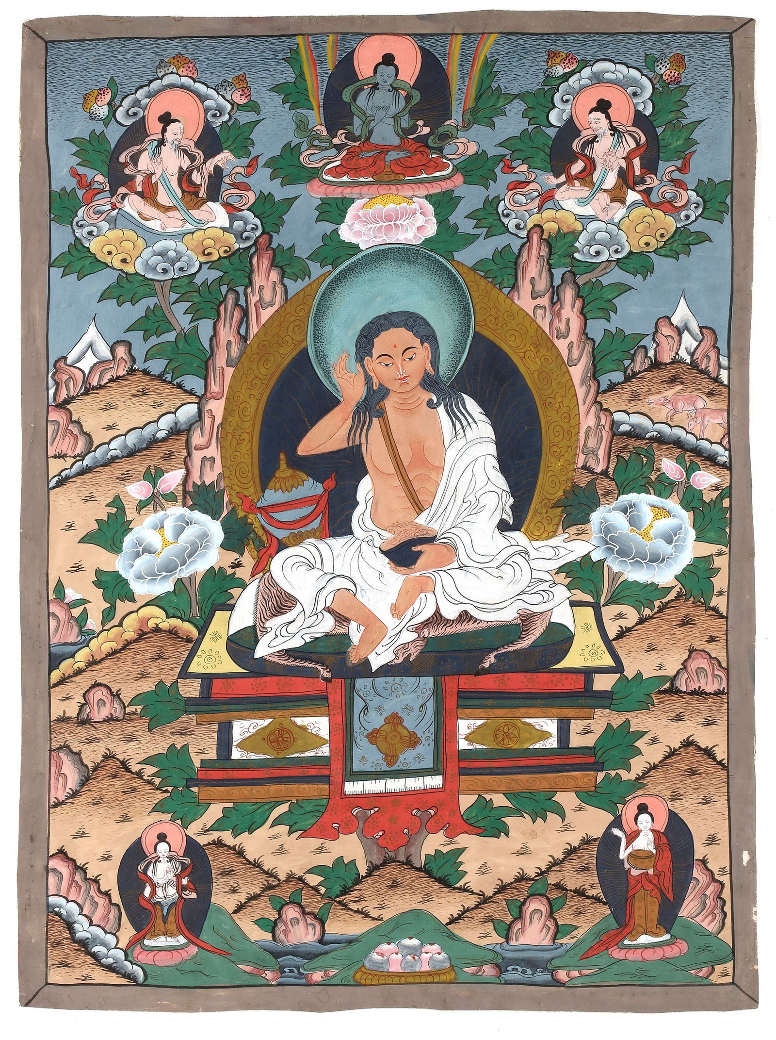 THANGKA DEPICTING A BUDDHIST ARHAT, TIBET, LATE 19TH CENTURY (1 of 1)