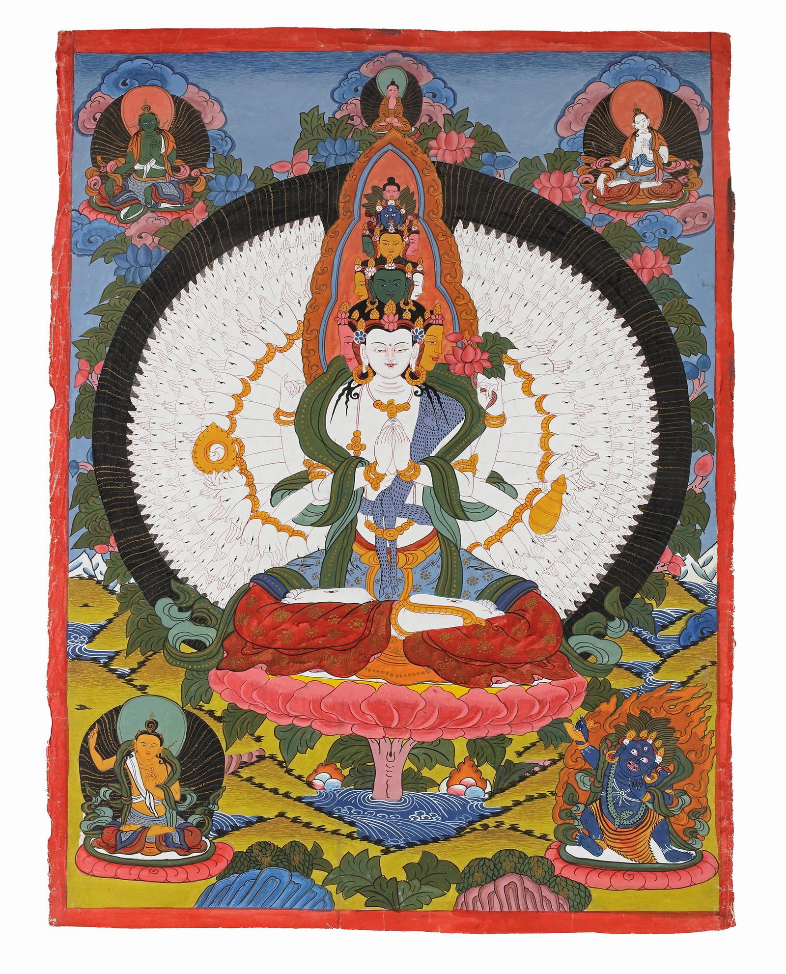 A THANGKA OF SAHASRABHUJA AVALOKITESHVARA, TIBET, 20TH CENTURY (1 of 1)